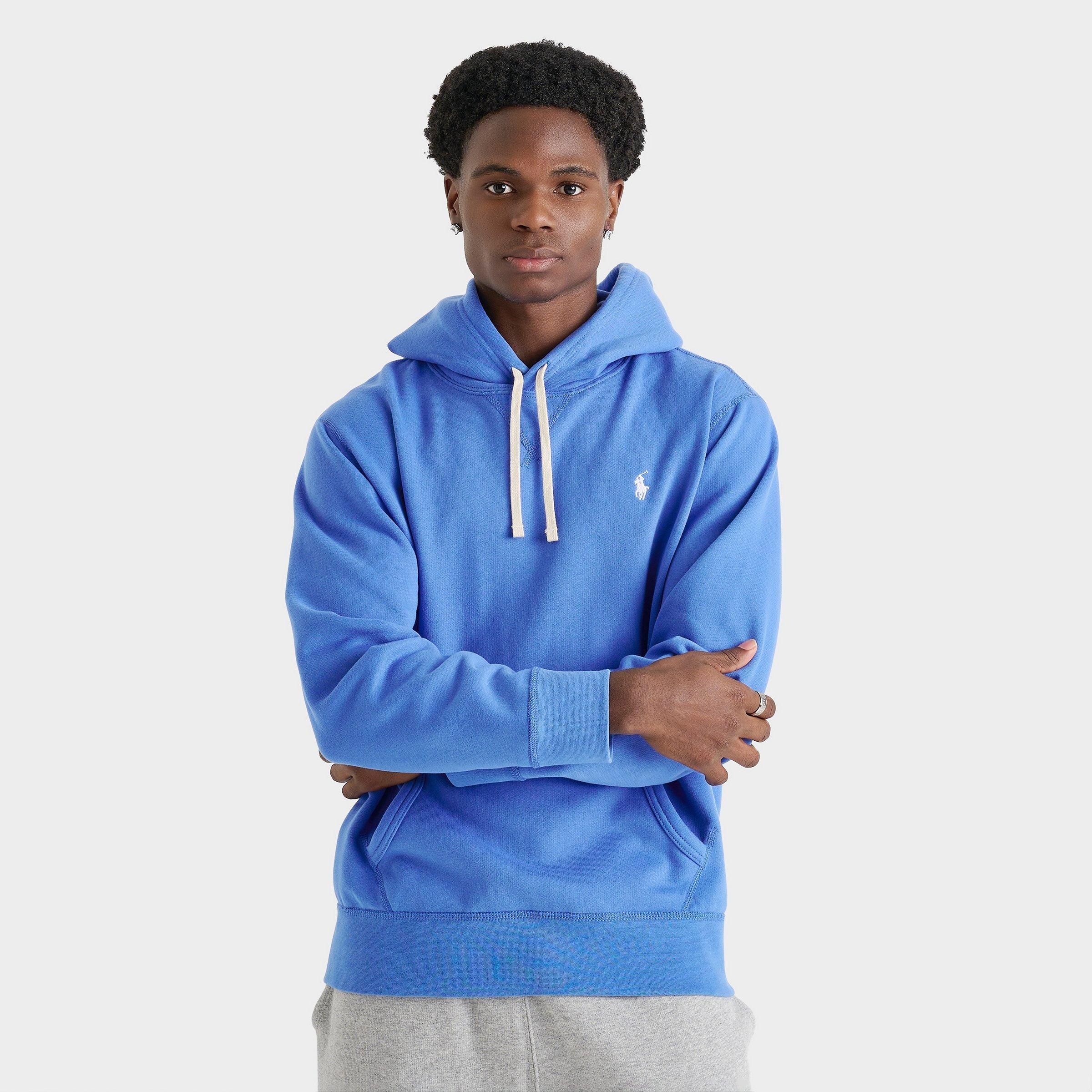 Polo Ralph Lauren Men's RL Fleece Logo Pullover Hoodie in Blue/Embayment Blue Size Large Cotton/Polyester/Fleece