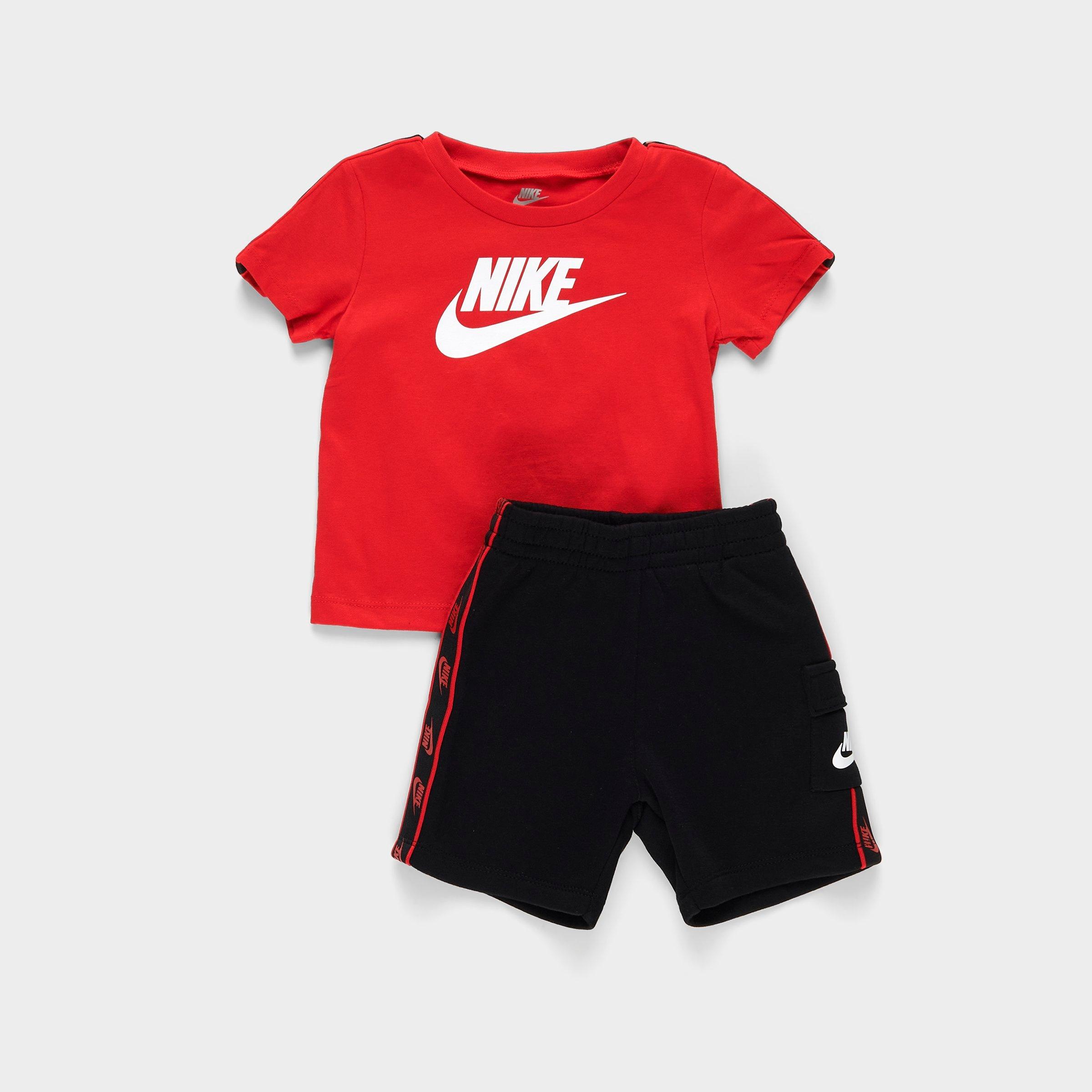 Shop Nike Infant Futura Tape T-shirt And Cargo Shorts Set In University Red/black