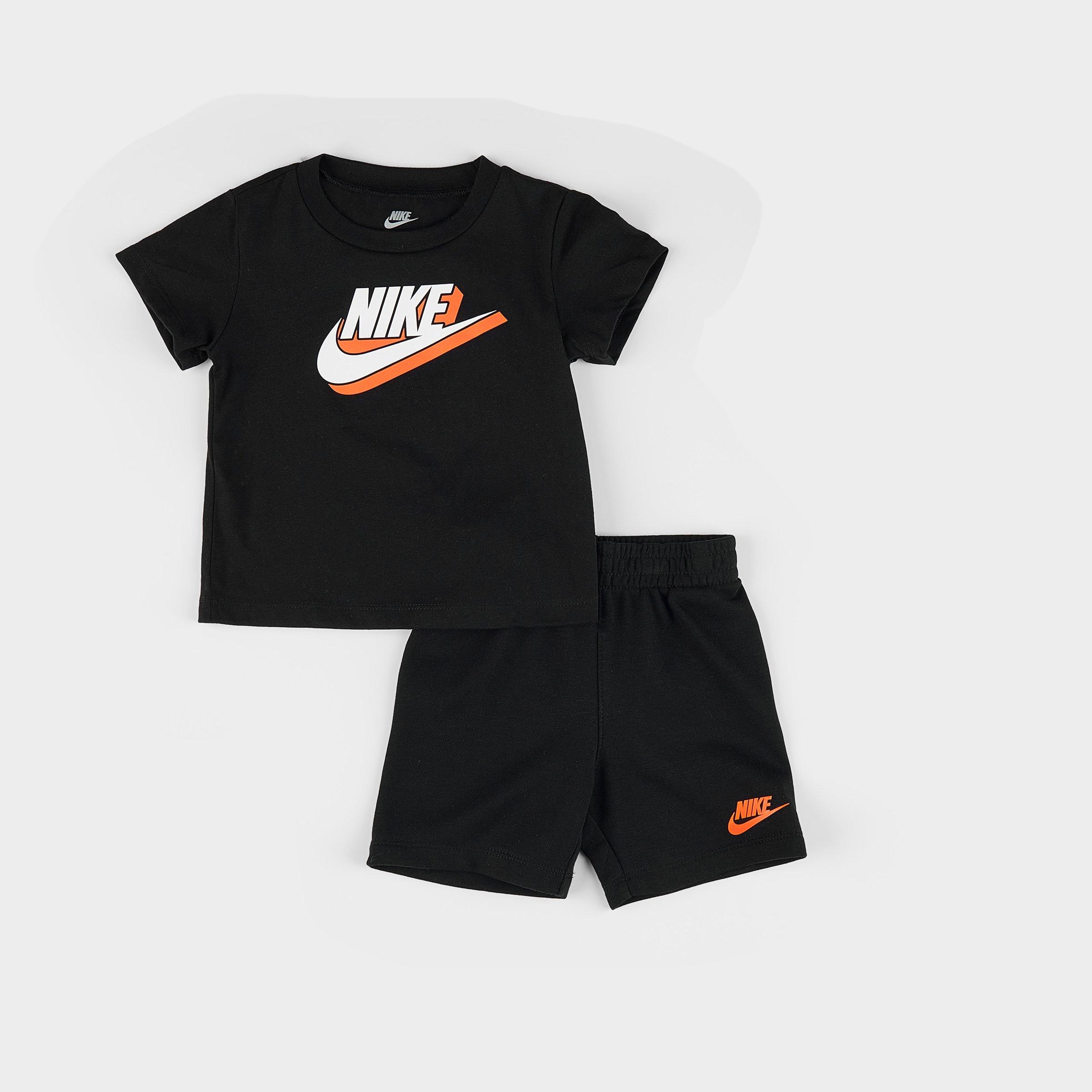 Shop Nike Infant Futura Shadow T-shirt And Shorts Set In Black/safety Orange
