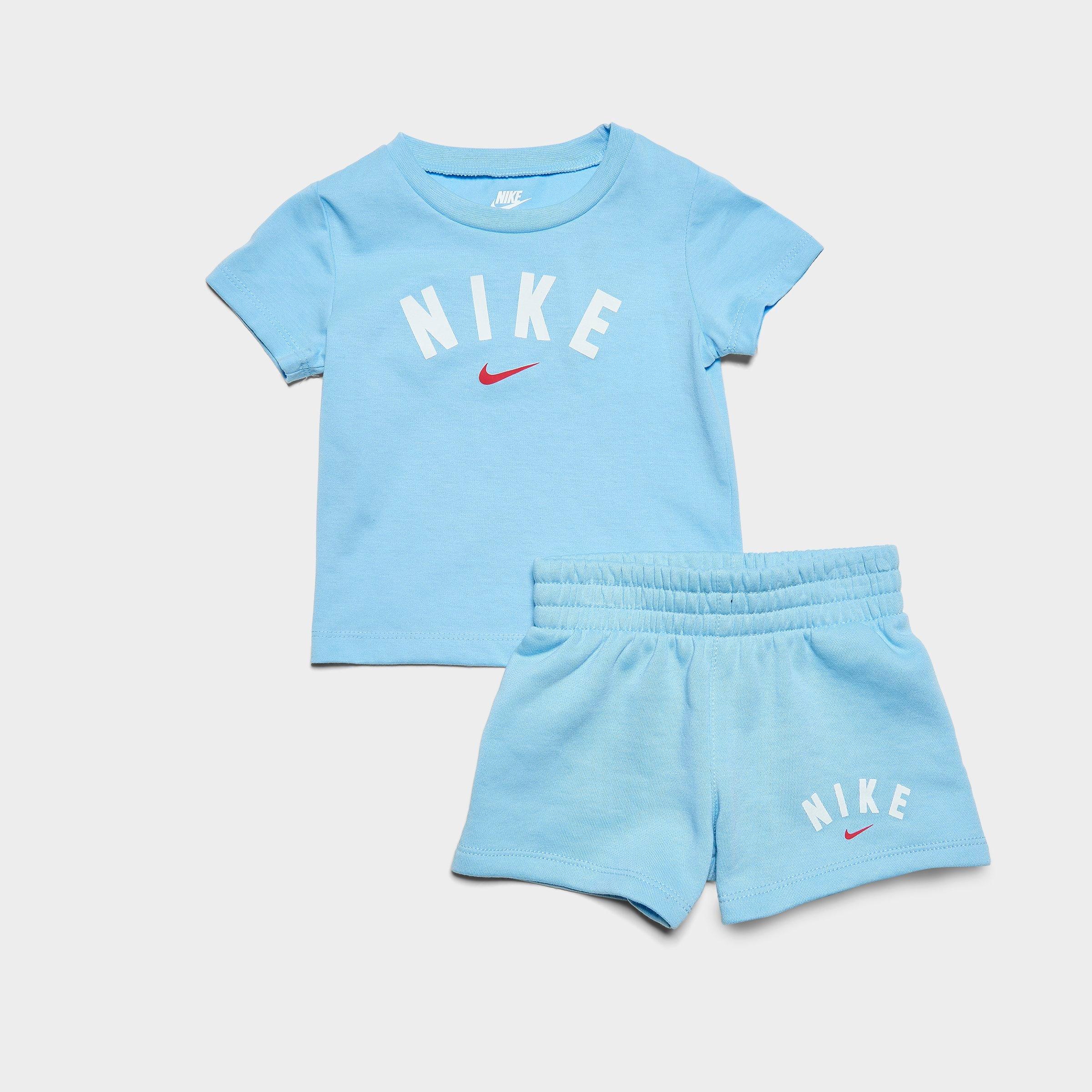 Nike Infant T-Shirt and Shorts Set in Blue/Light Blue Size 12 M Fleece