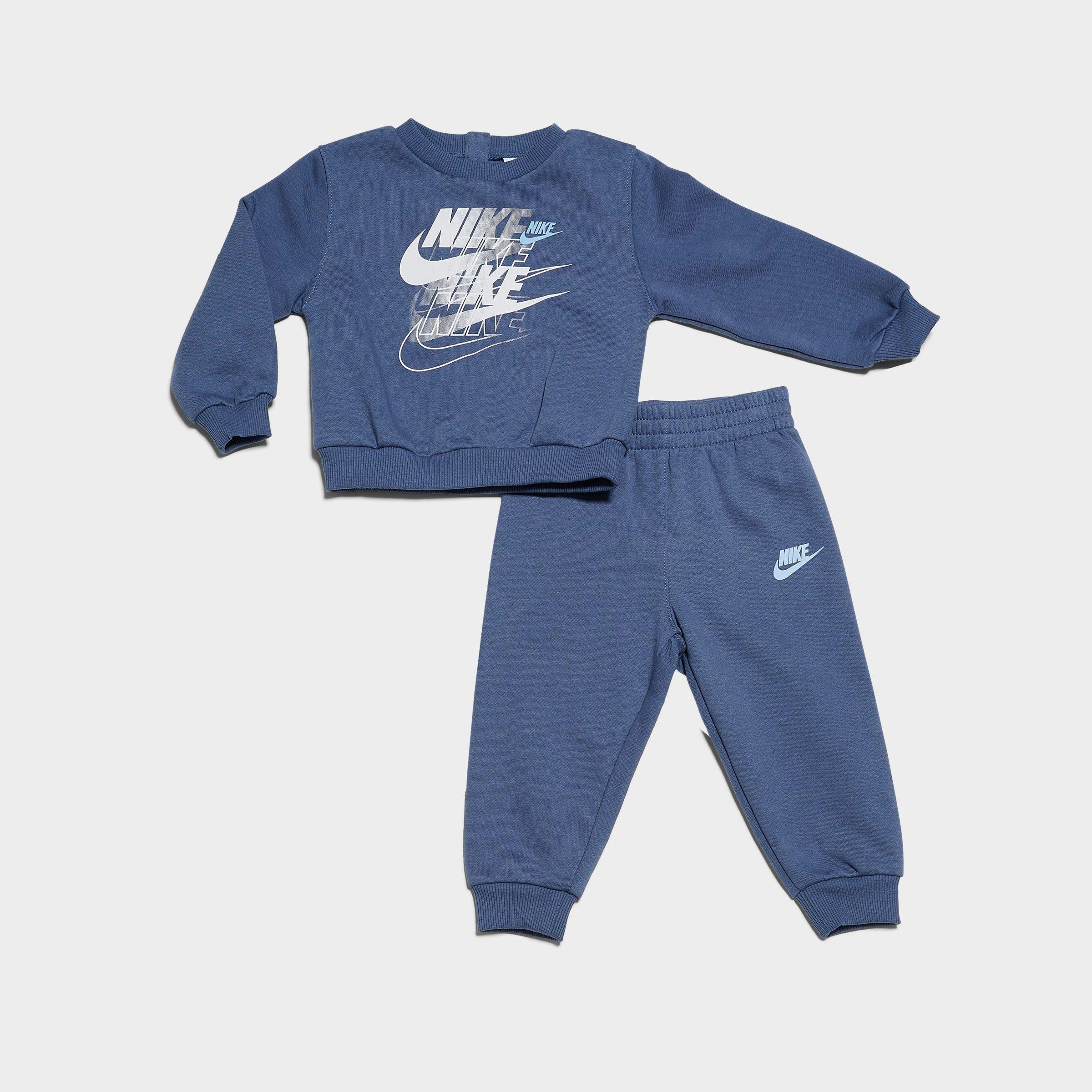 Nike Infant Futura Fleece Sweatshirt and Jogger Pants Set in Blue/Slate Blue Size 12 M