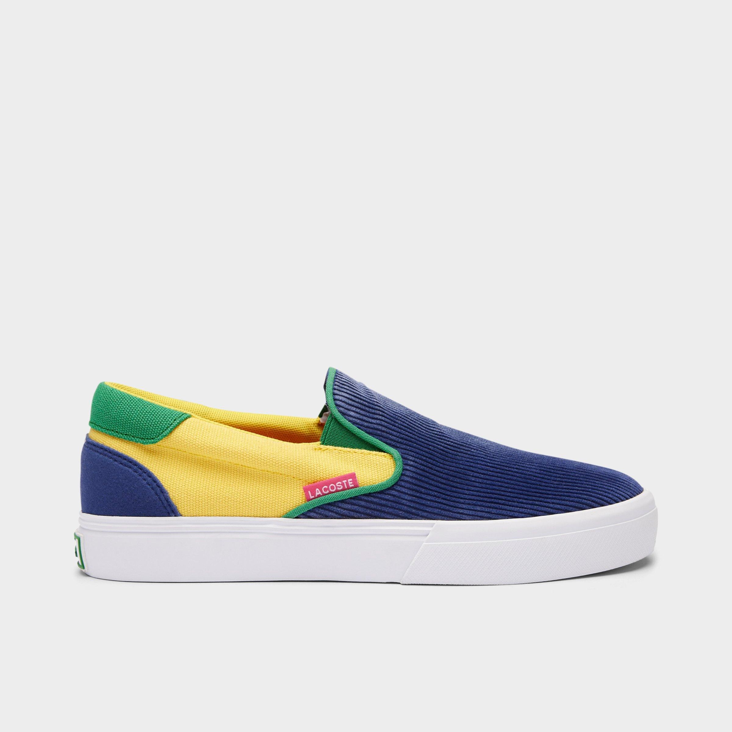 Lacoste Big Kids Jump Serve Slip-On Casual Shoes in Navy/Yellow/Green Size: 3.0