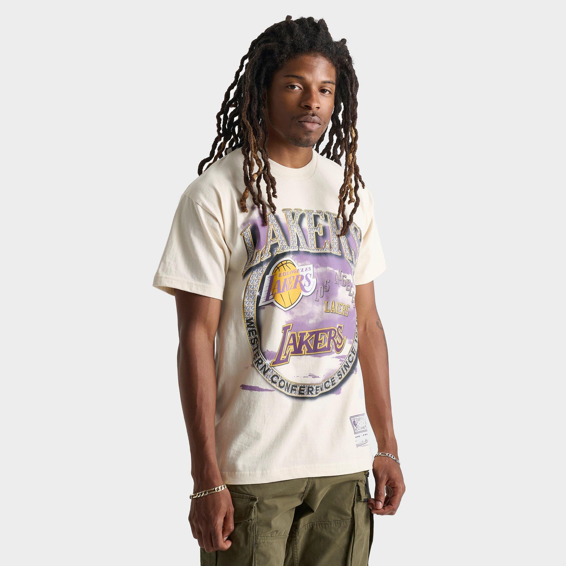 Shop Mitchell And Ness Men's Los Angeles Lakers Nba Crown Jewels Graphic T-shirt In Natural