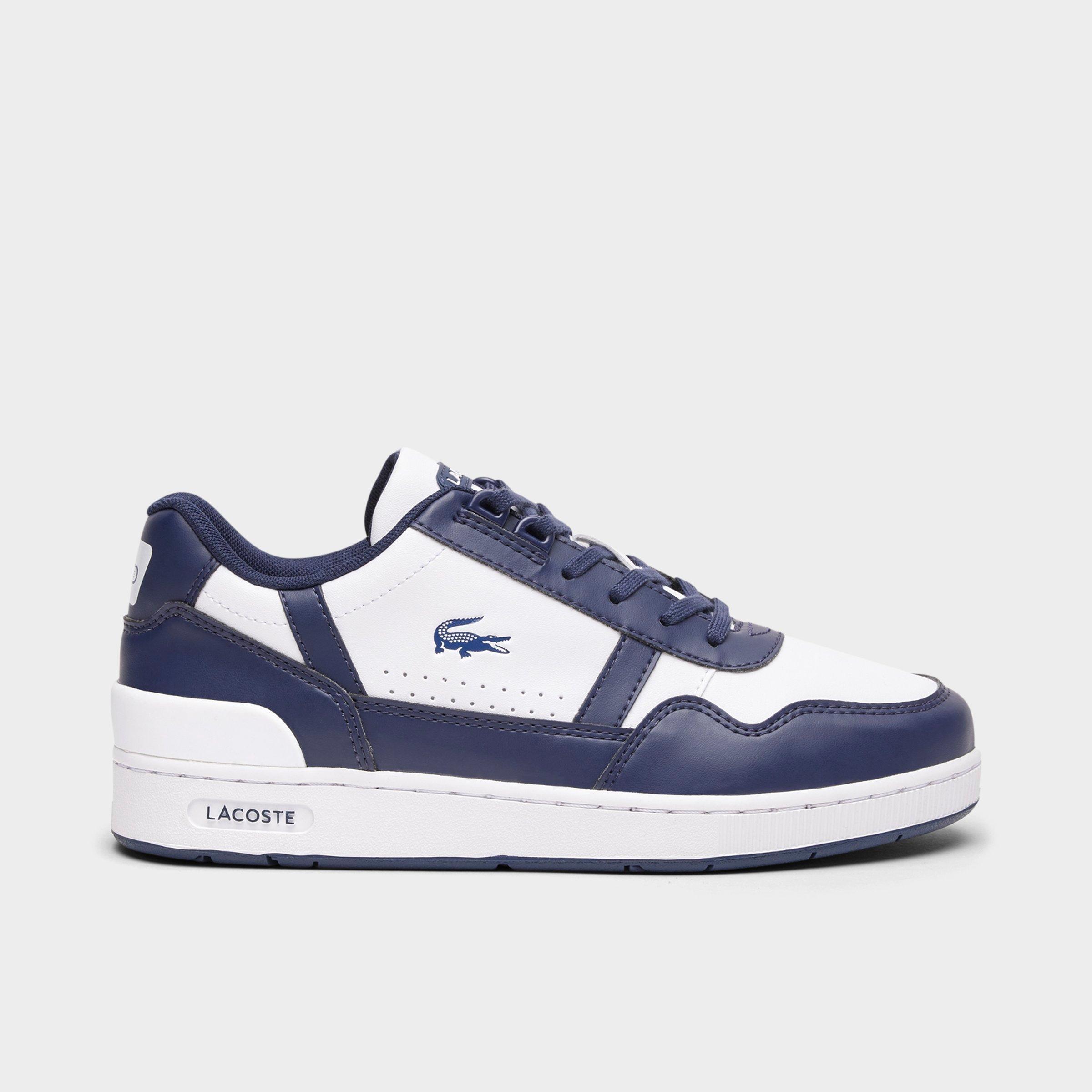 Lacoste Big Kids T-Clip Lace Closure Casual Shoes in Open White/Navy Size: 3.0