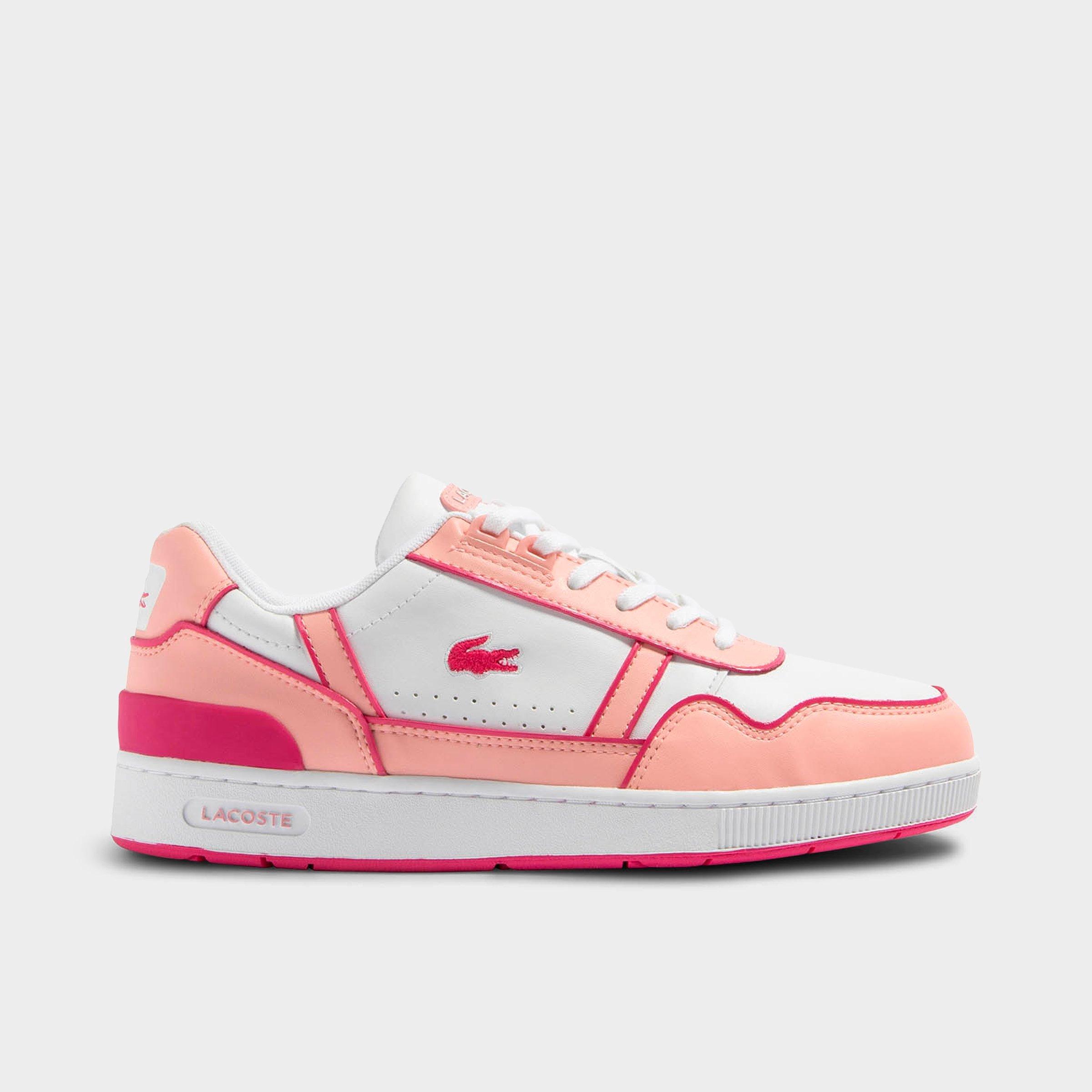 Lacoste Big Kids T-Clip Lace Closure Casual Shoes in Open White/Pink Size: 3.0