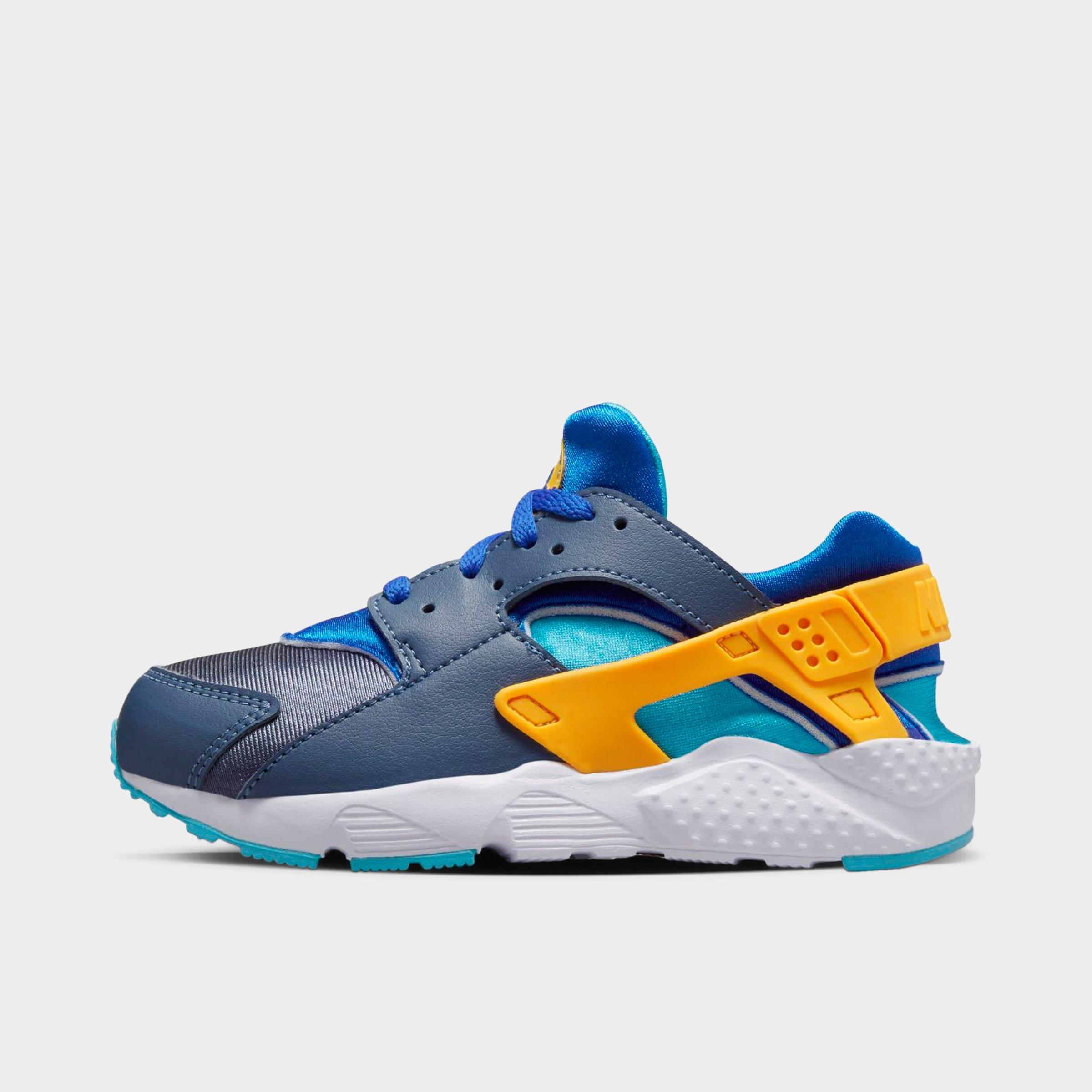 Nike Little Kids' Huarache Run Casual Shoes In Diffused Blue/laser Orange/racer Blue/blue Lightning