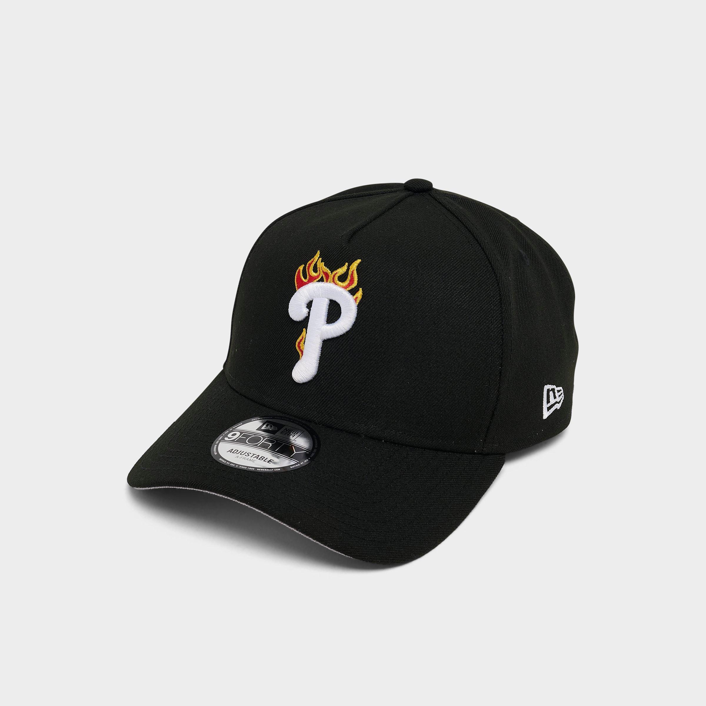 New Era Philadelphia Phillies MLB 9FORTY A-Frame Flames Snapback Hat in Black/White