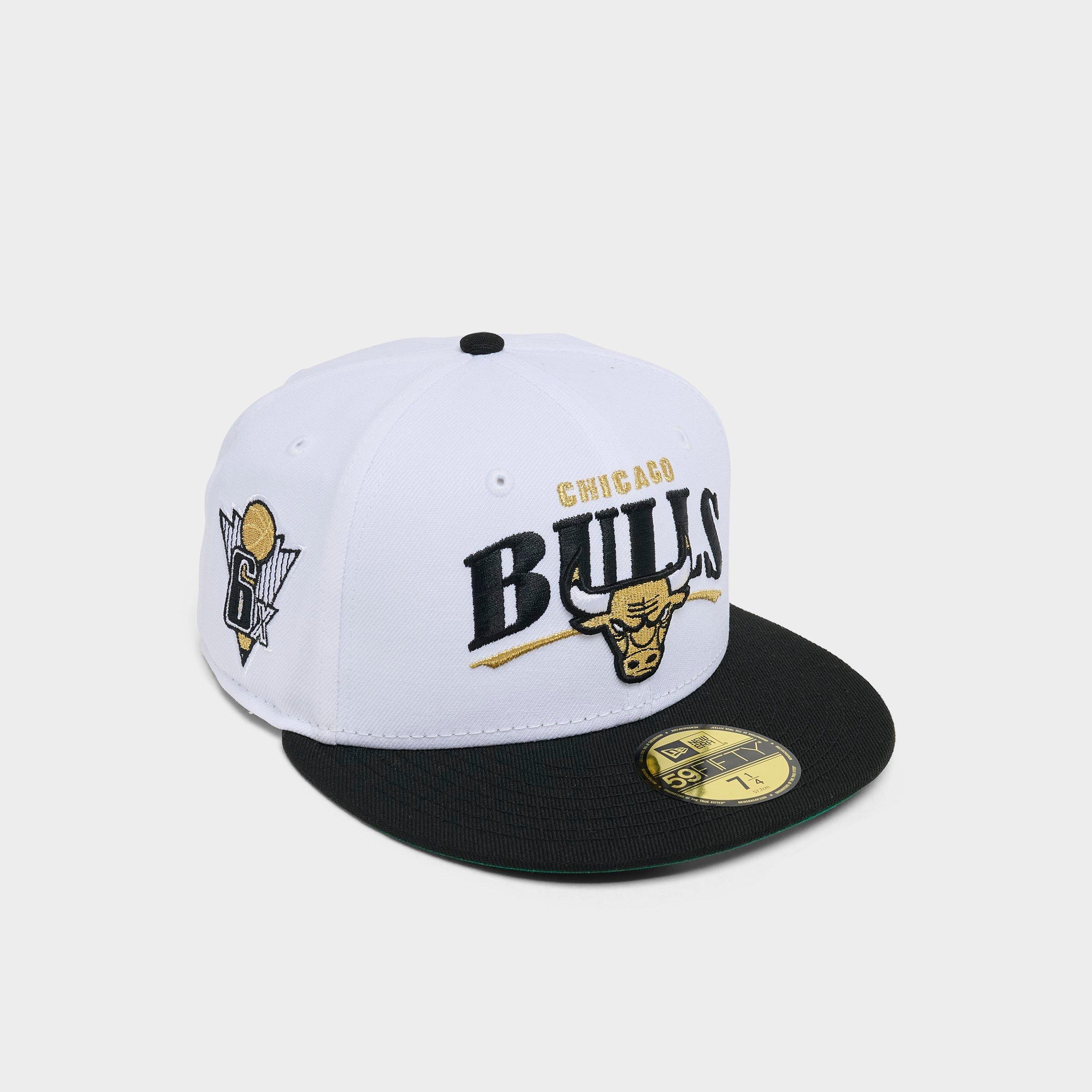 New Era Chicago Bulls NBA Olive 59FIFTY Fitted Hat in White/Black/Gold Size: 7 1/2