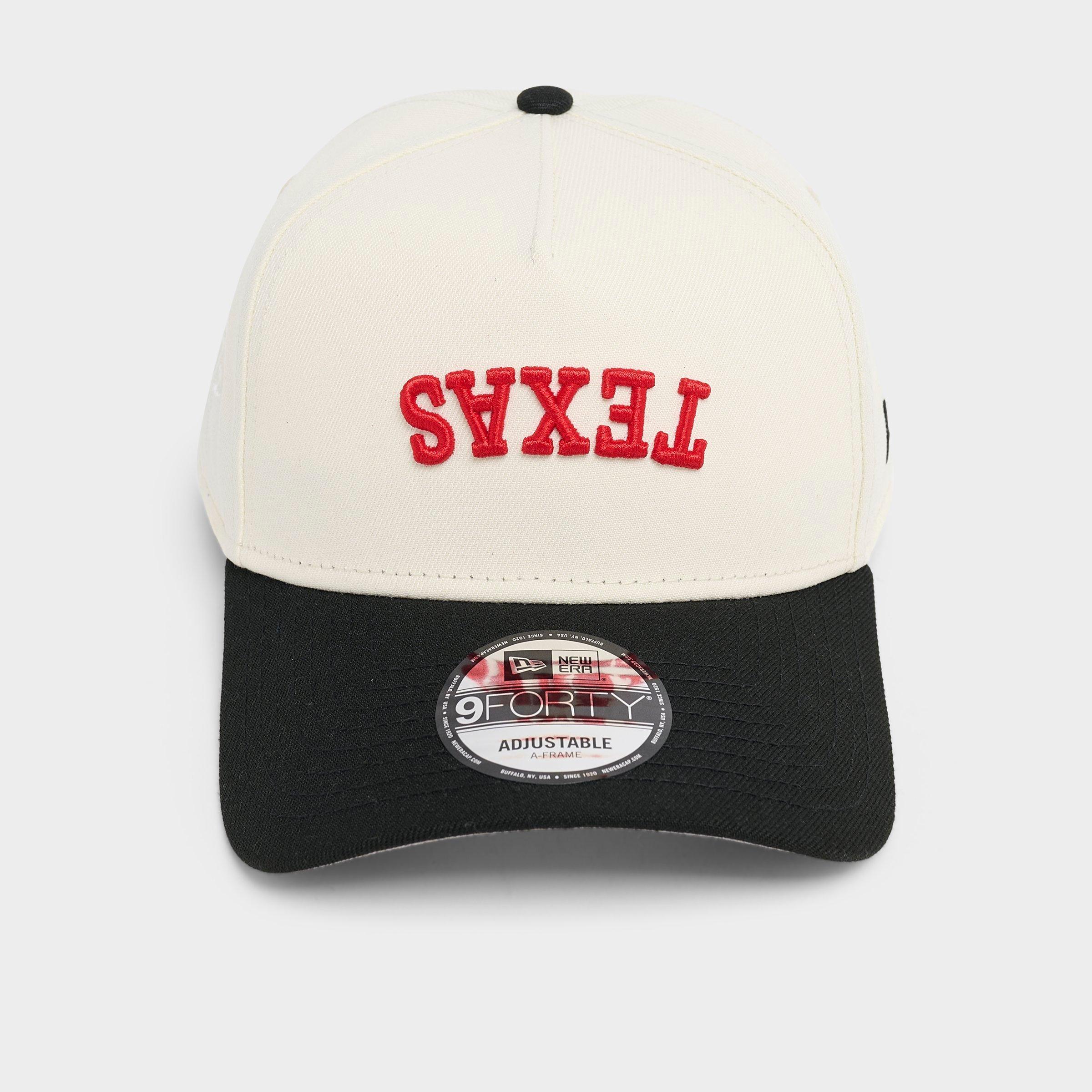 New Era Houston Rockets NBA 9FORTY A-Frame Upside Down Wordmark Snapback Hat in Chrome/Black/Red