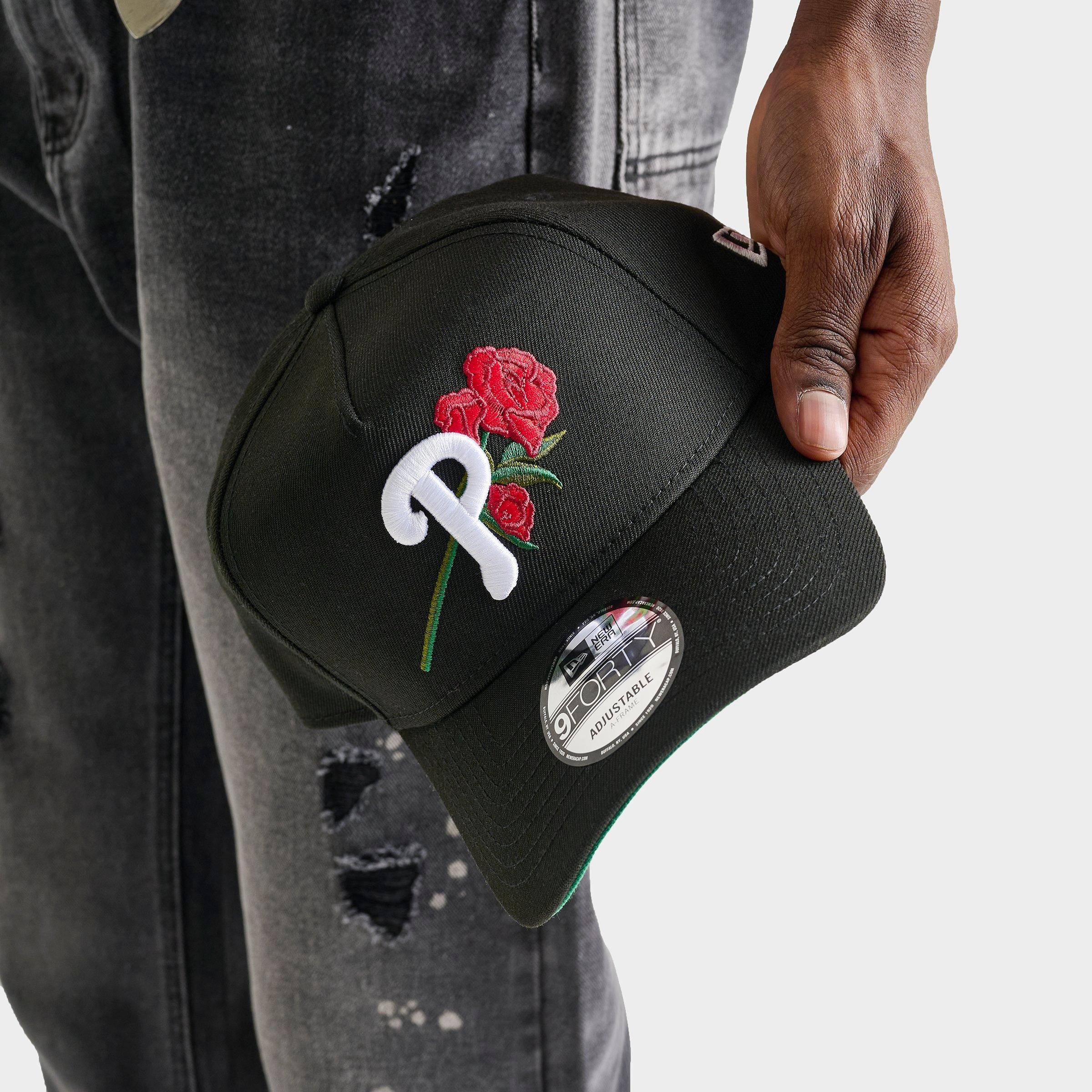 New Era Philadelphia Phillies MLB Flowers 9FORTY A-Frame Snapback Hat in Black/White/Red