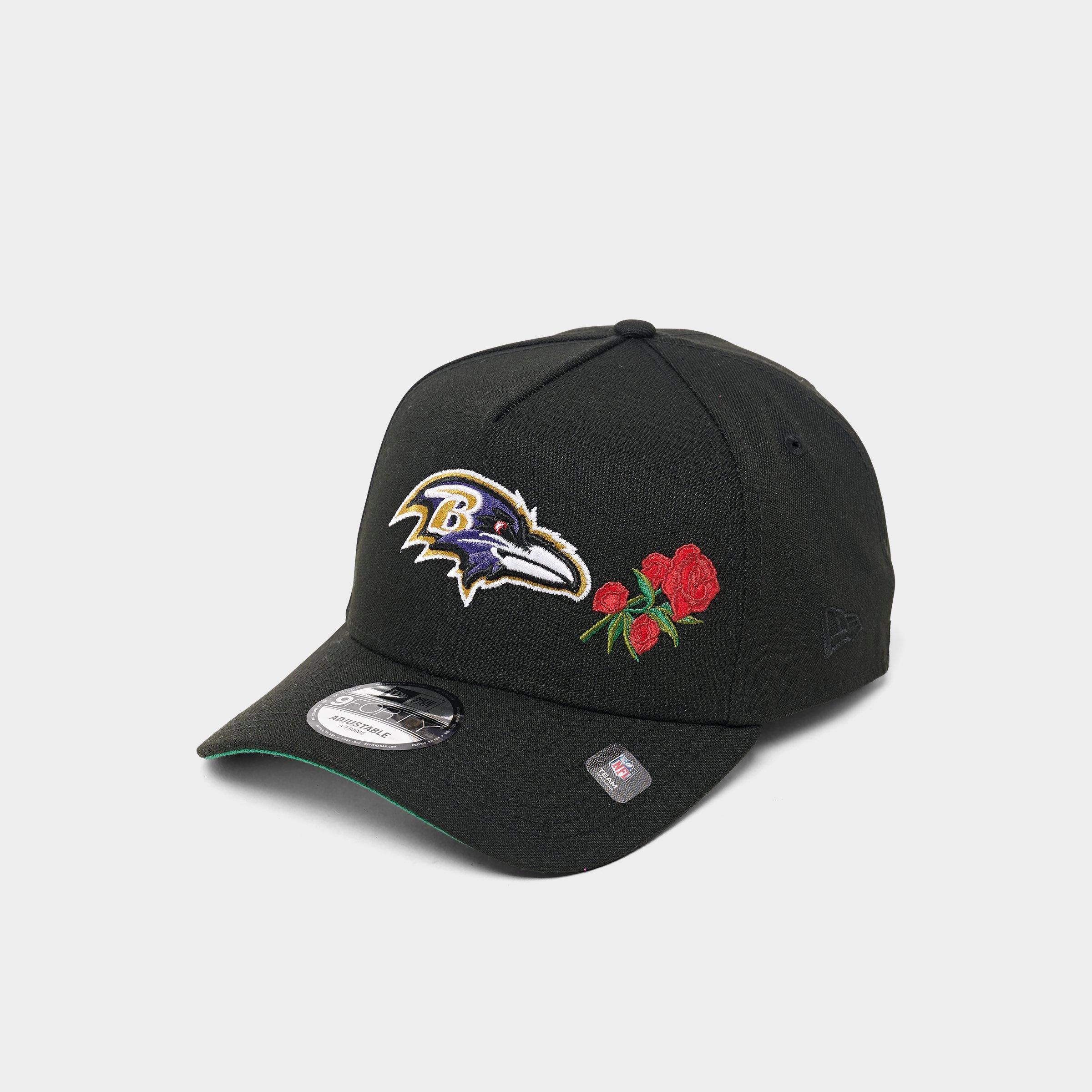 New Era Baltimore Ravens NFL 9FORTY Rose Logo Snapback Hat in Black/White/Red