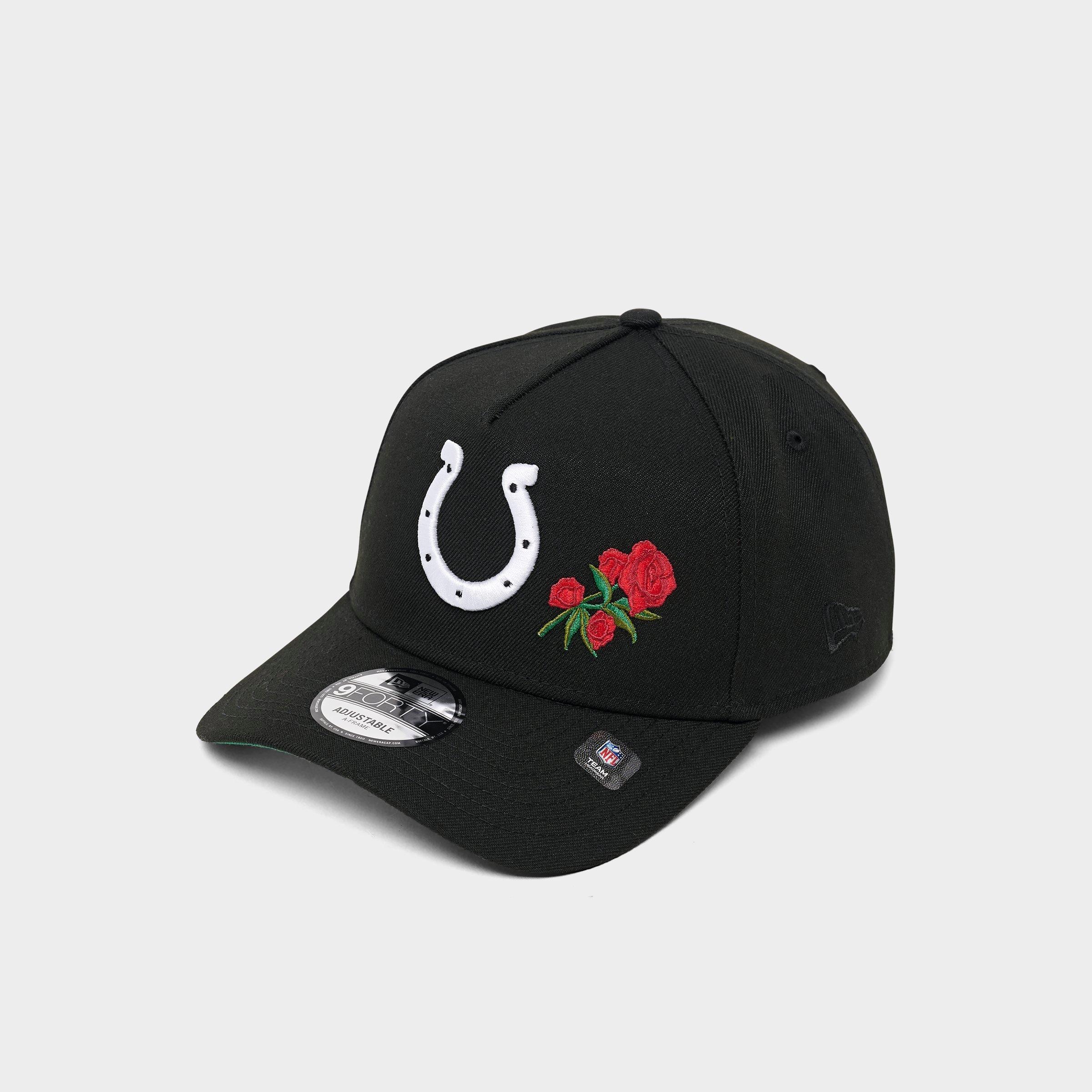 New Era Indianapolis Colts NFL 9FORTY Rose Logo Snapback Hat in Black/White/Red