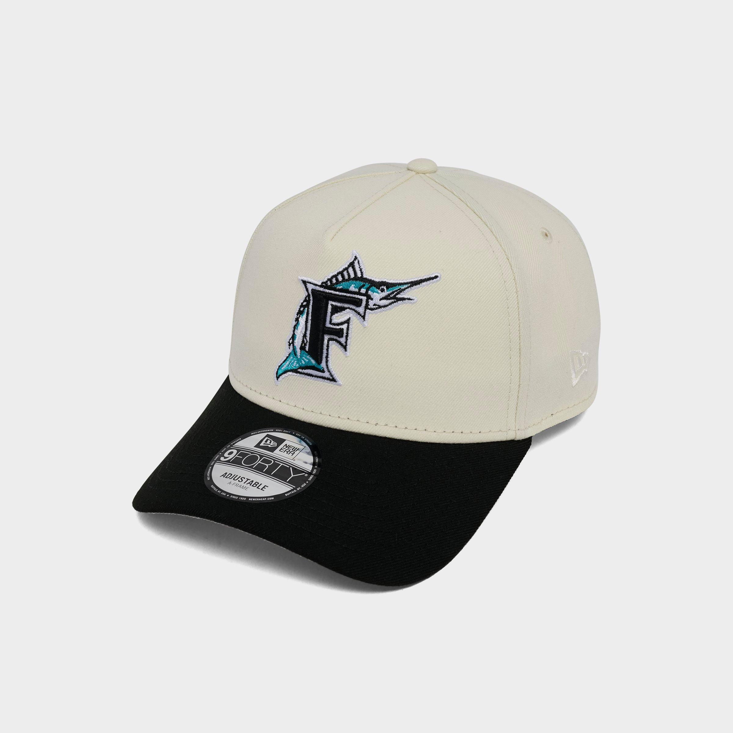 New Era Florida Marlins MLB 9FORTY A-Frame Snapback Hat in Chrome/Black
