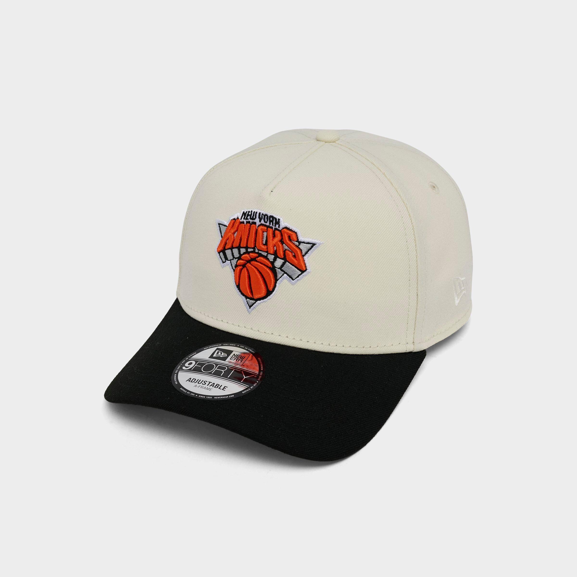 New Era Women's New York Knicks NBA 9FORTY A-Frame Snapback Hat in Chrome/Black