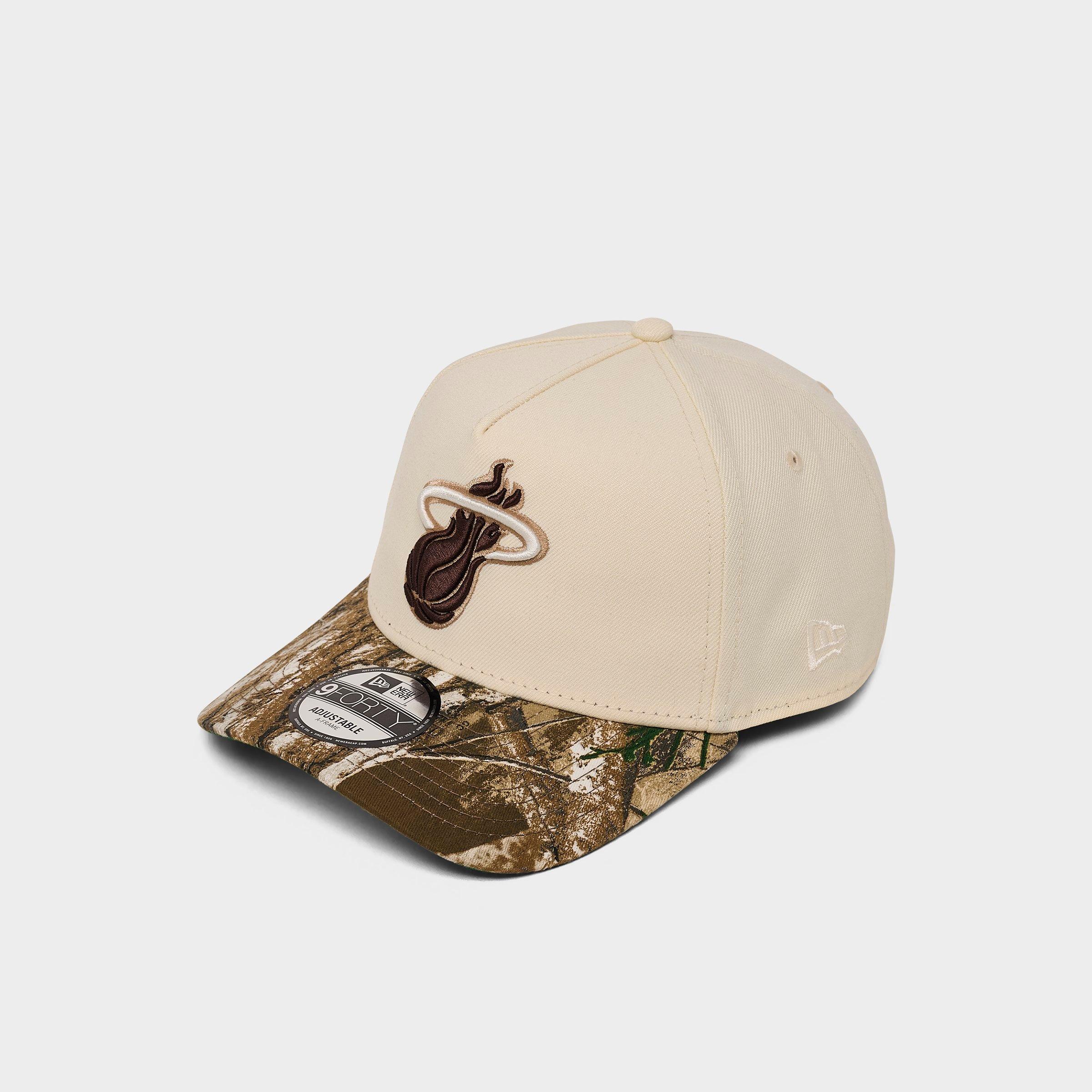 New Era Miami Heat NBA Camo 9FORTY A-Frame Snapback Hat in Chrome/Camo