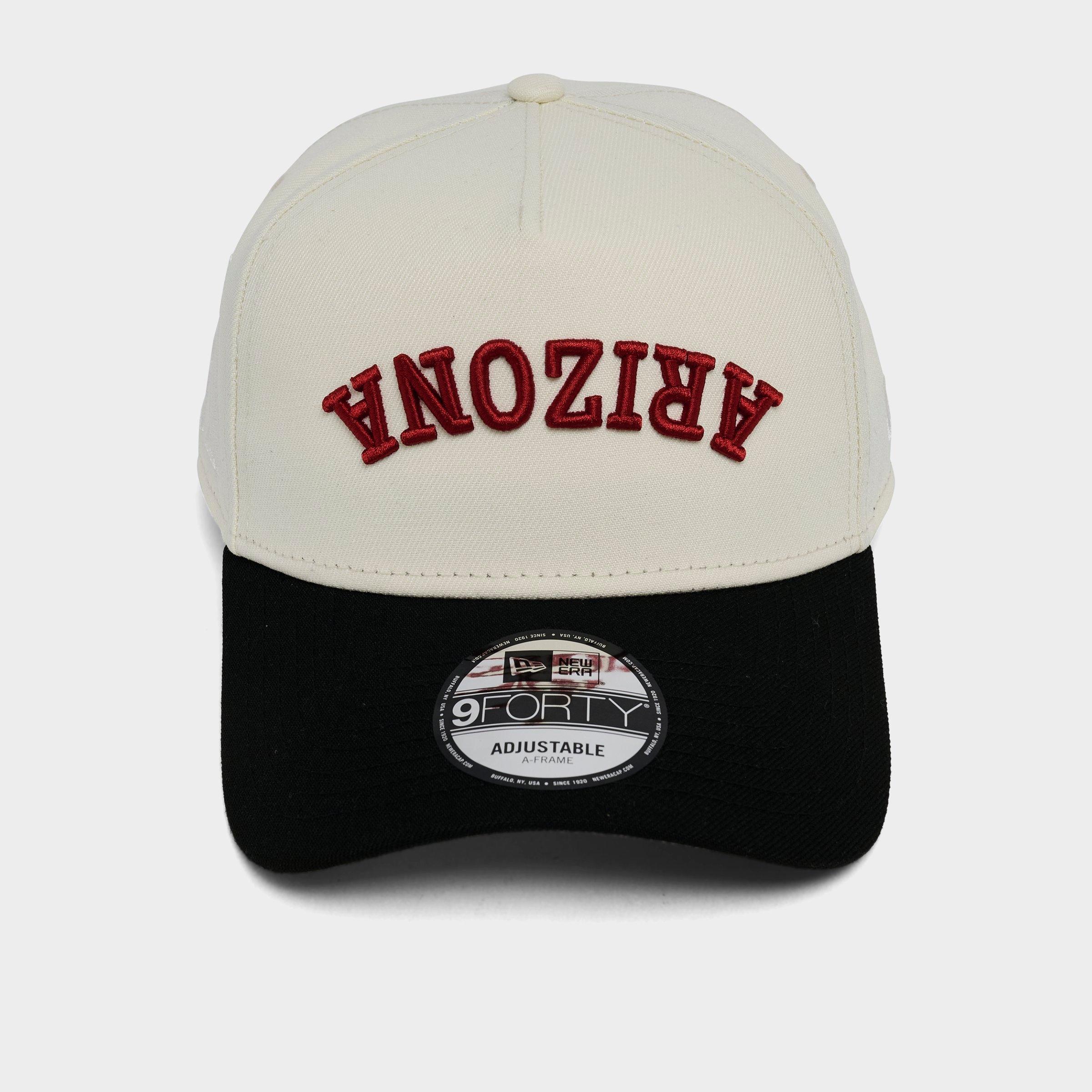 New Era Arizona Diamondbacks MLB Upside Down Wordmark 9FORTY A-Frame Snapback Hat in Chrome/Black