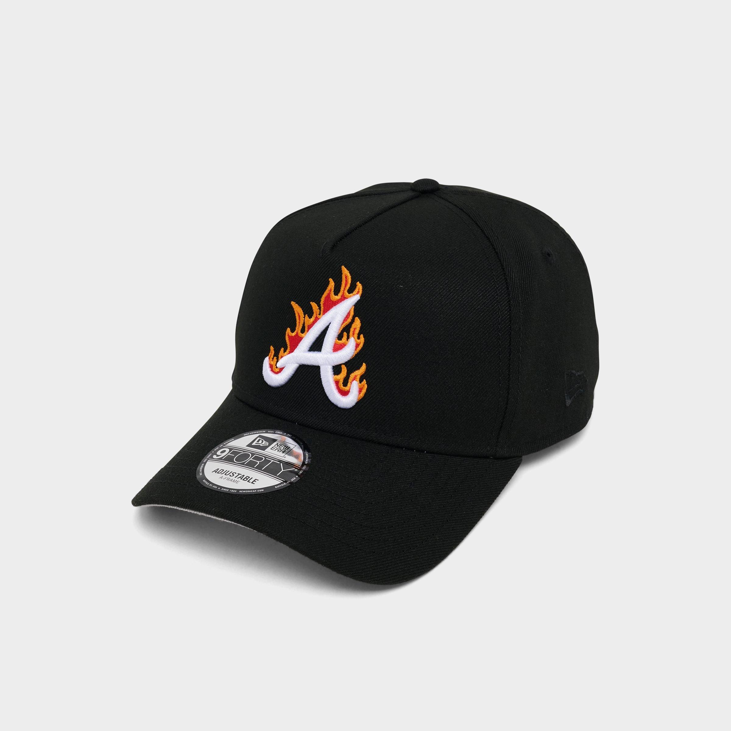 New Era Atlanta Braves MLB 9FORTY Flame Logo Snapback Hat in Black/Flame