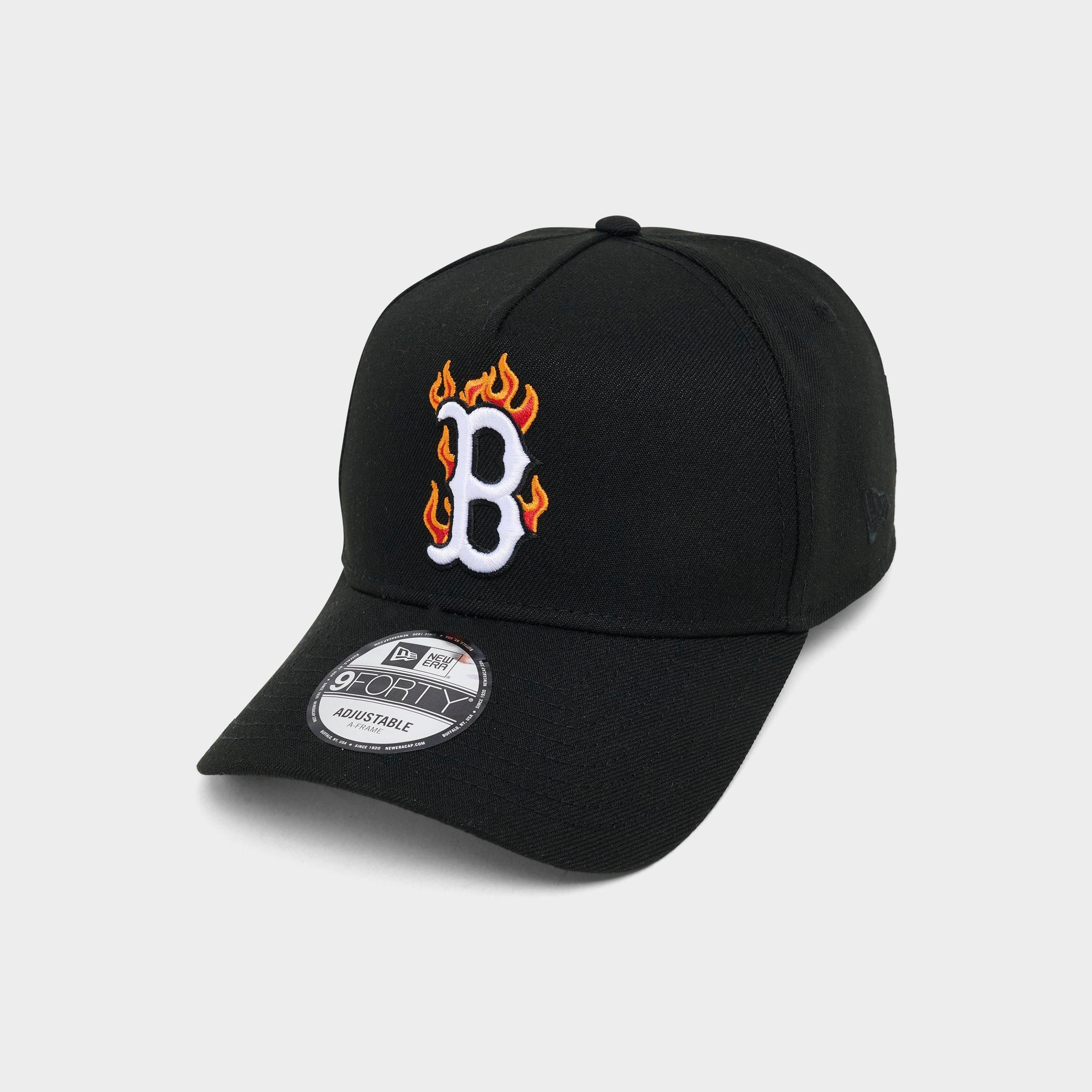 New Era Boston Red Sox MLB Flame Logo 9FORTY A-Frame Snapback Hat in Black