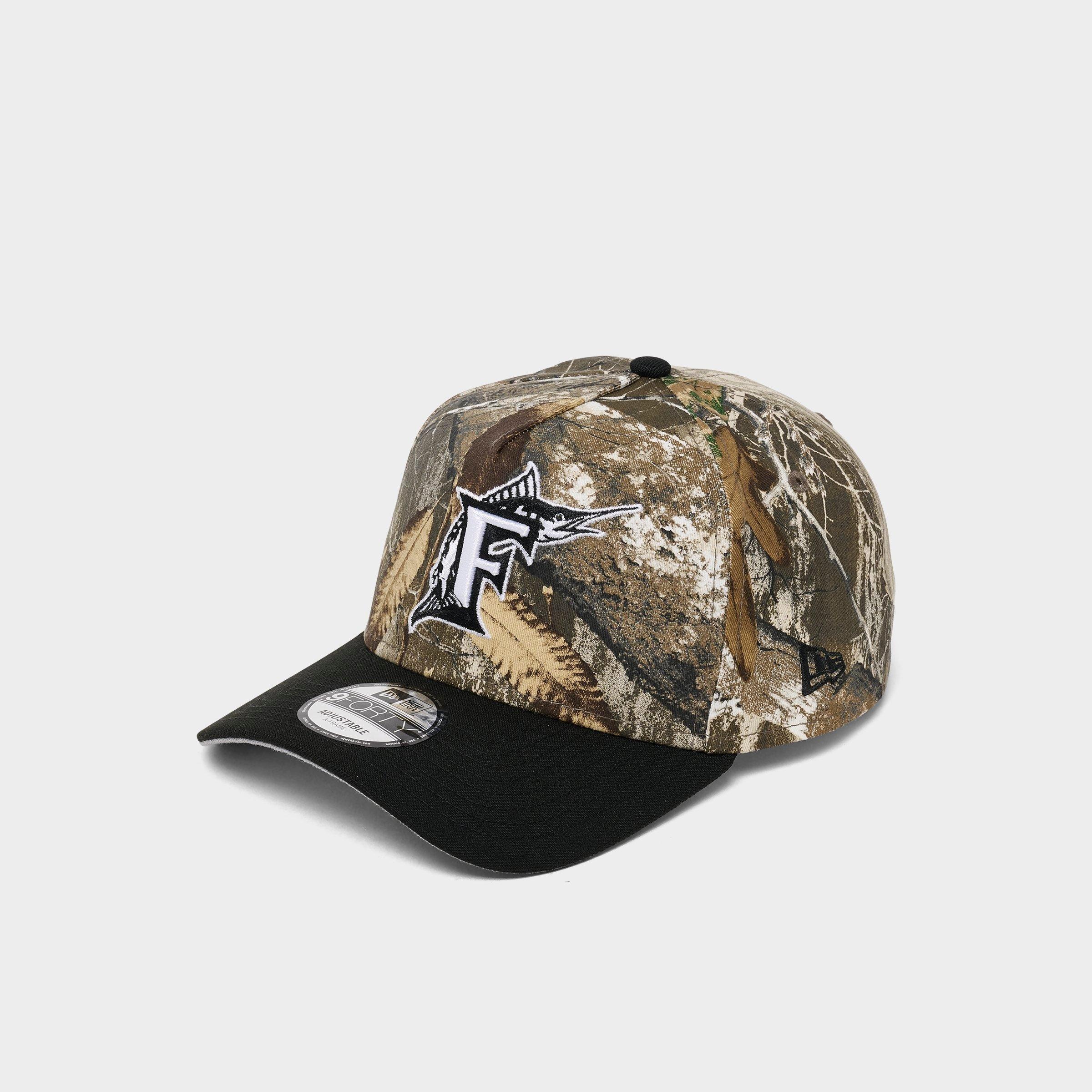 New Era Florida Marlins MLB Camo 9FORTY A-Frame Snapback Hat in Camo/Black