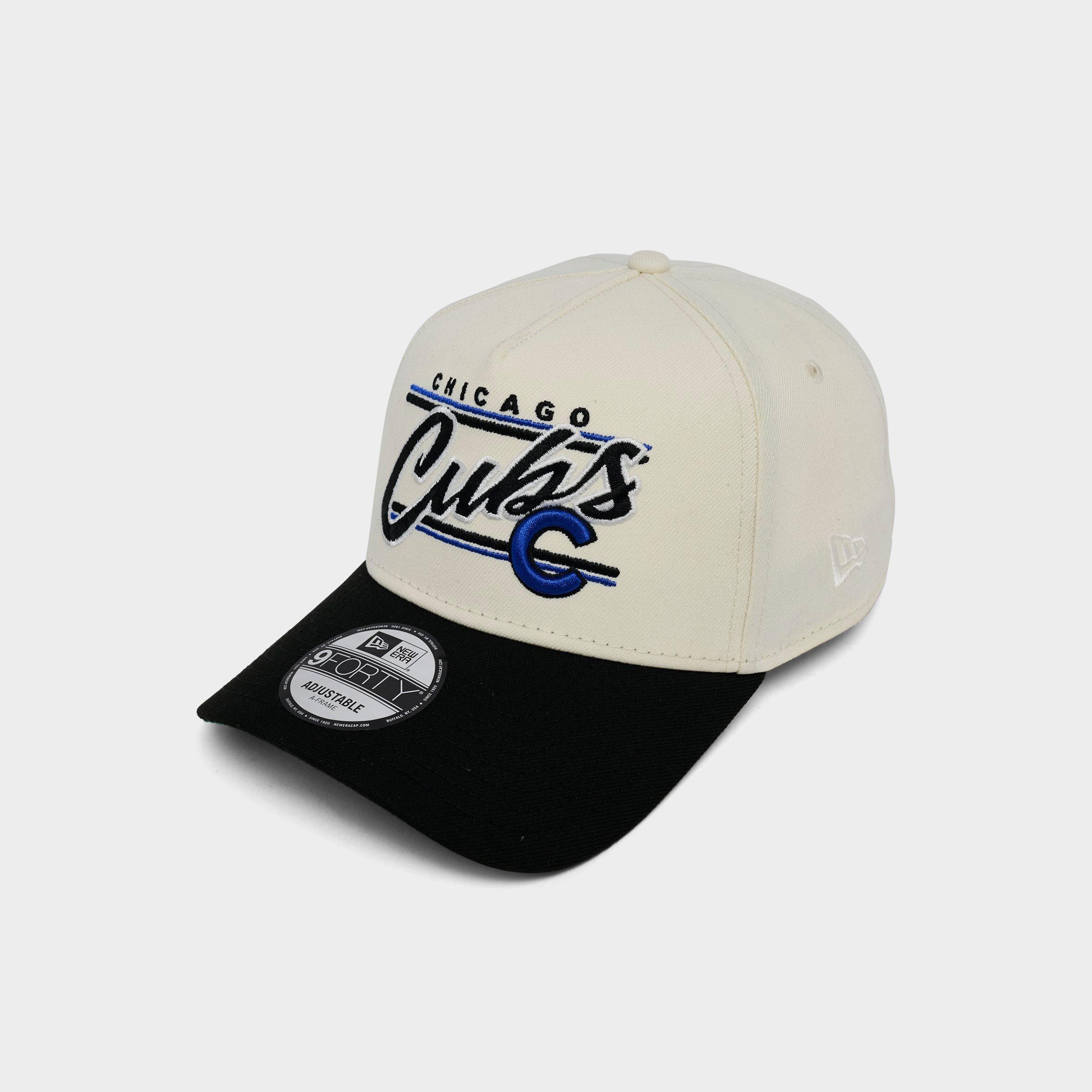 New Era Chicago Cubs MLB Graphic Logo 9FORTY A-Frame Snapback Hat in Chrome/Black