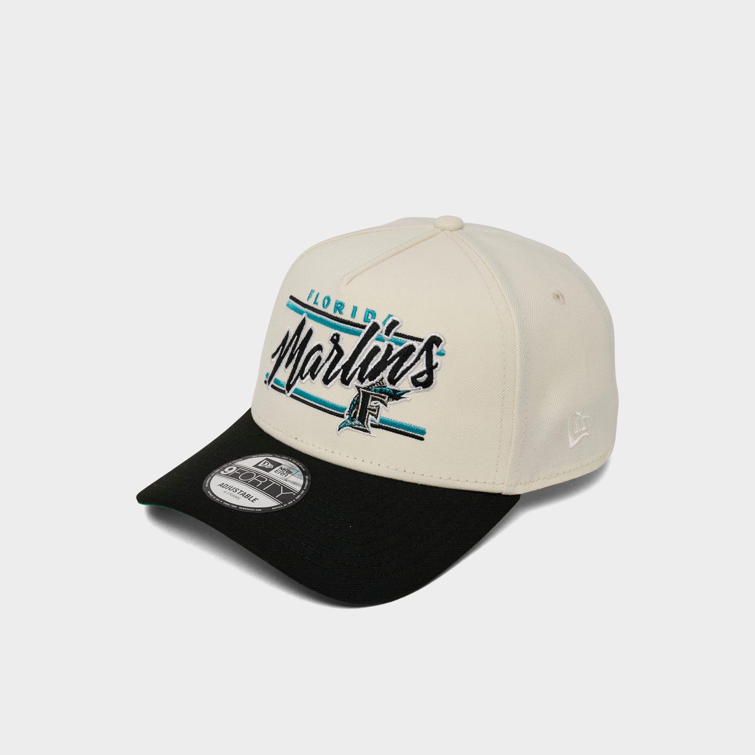 New Era Florida Marlins MLB 9FORTY Snapback Hat in Chrome/Black