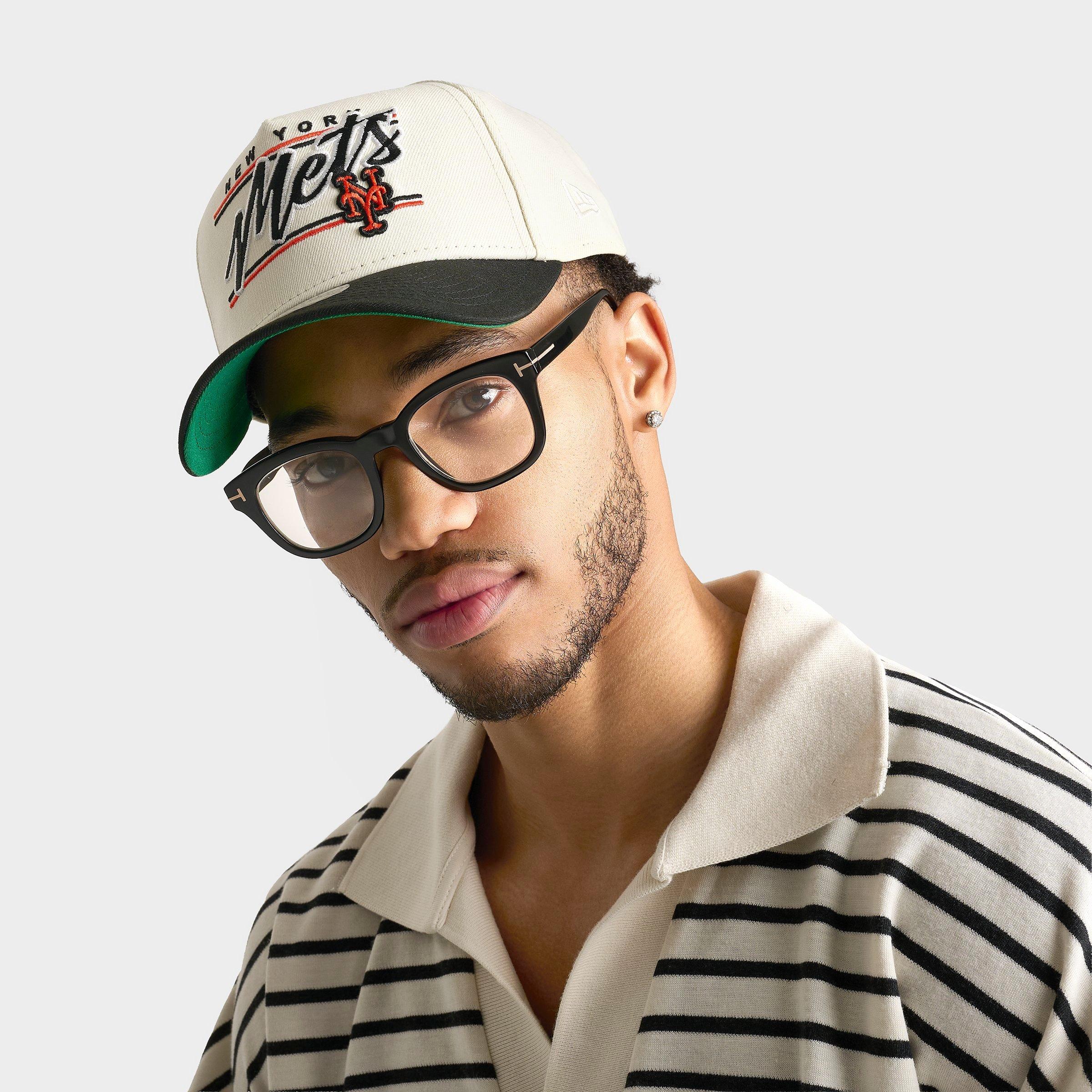 New Era New York Mets MLB Graphic Logo 9FORTY A-Frame Snapback Hat in Graphic Chrome/Black