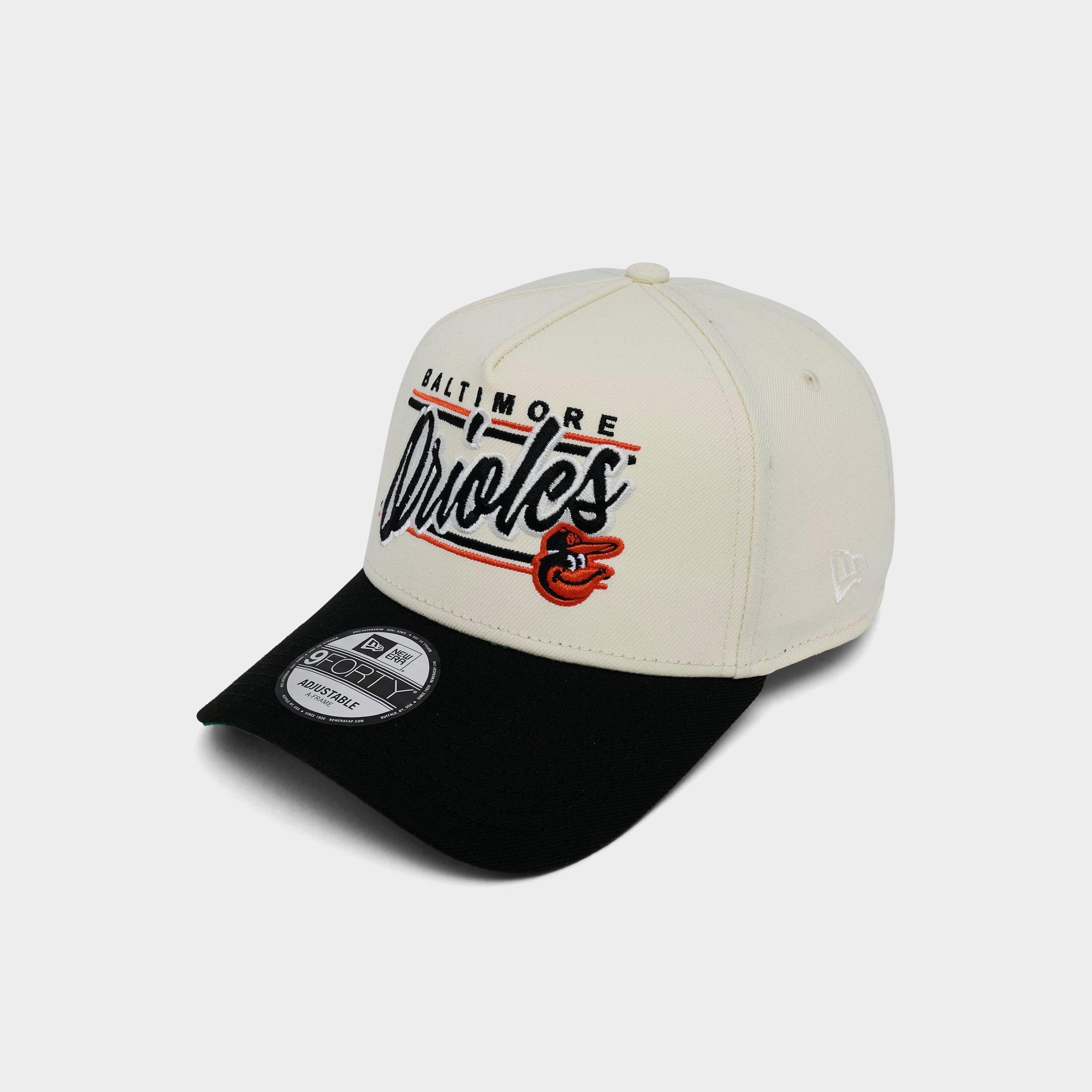 New Era Baltimore Orioles MLB Graphic Logo 9FORTY A-Frame Snapback Hat in Chrome/Black