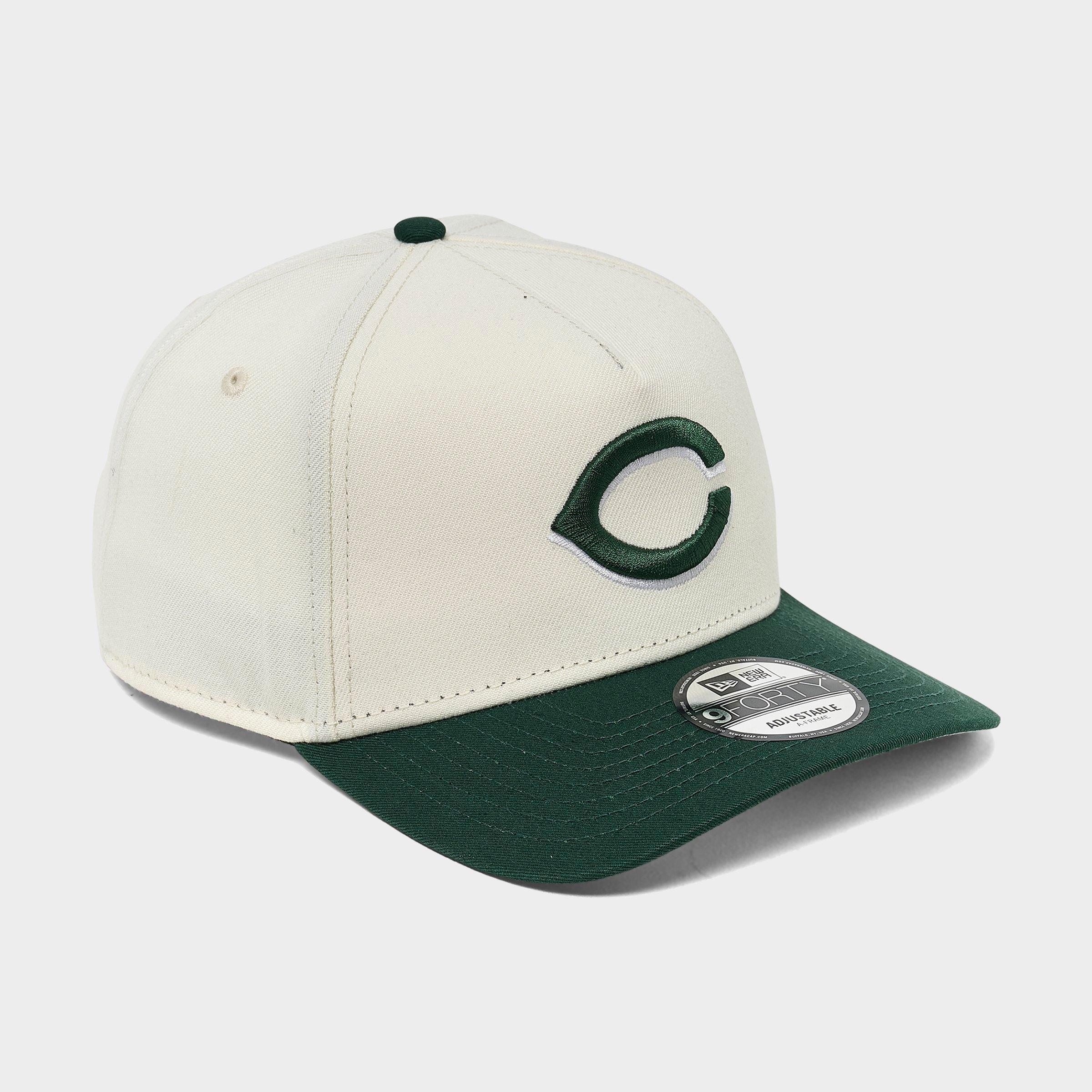 New Era Cincinnati Reds MLB Dark Green 9FORTY A-Frame Snapback Hat in Chrome/Dark Green