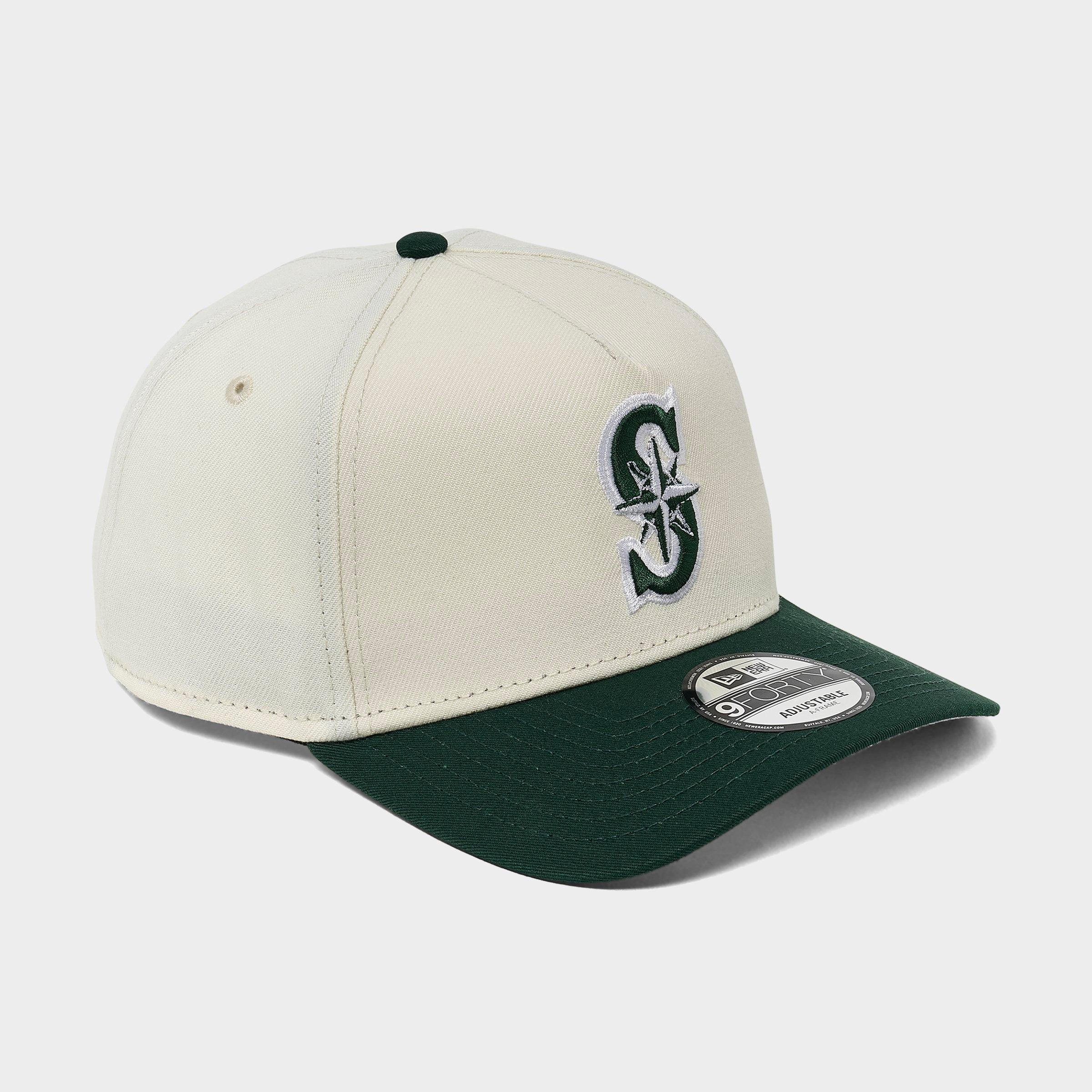 New Era Seattle Mariners MLB Dark Green 9FORTY A-Frame Snapback Hat in Chrome/Dark Green