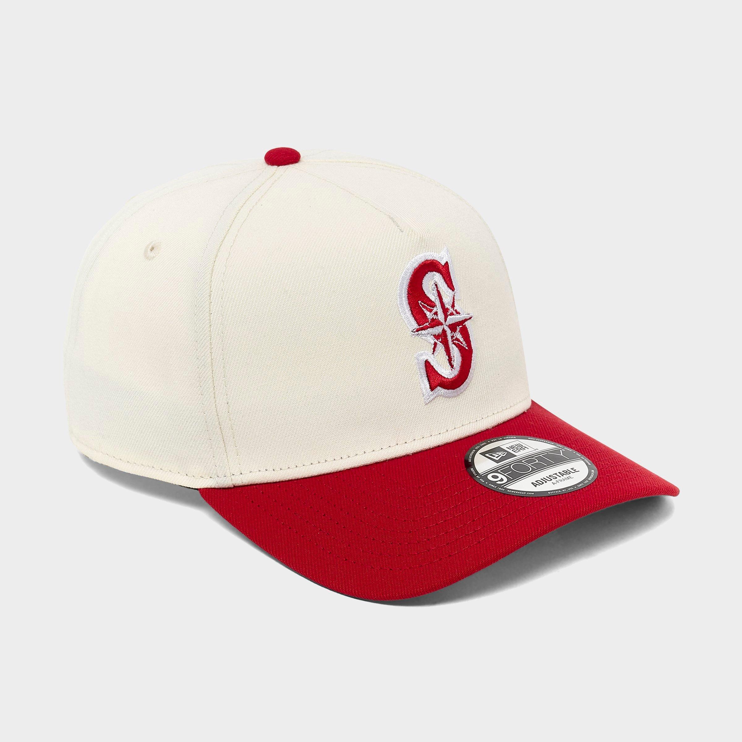 New Era Seattle Mariners MLB 9FORTY A-Frame Snapback Hat in Chrome/Red