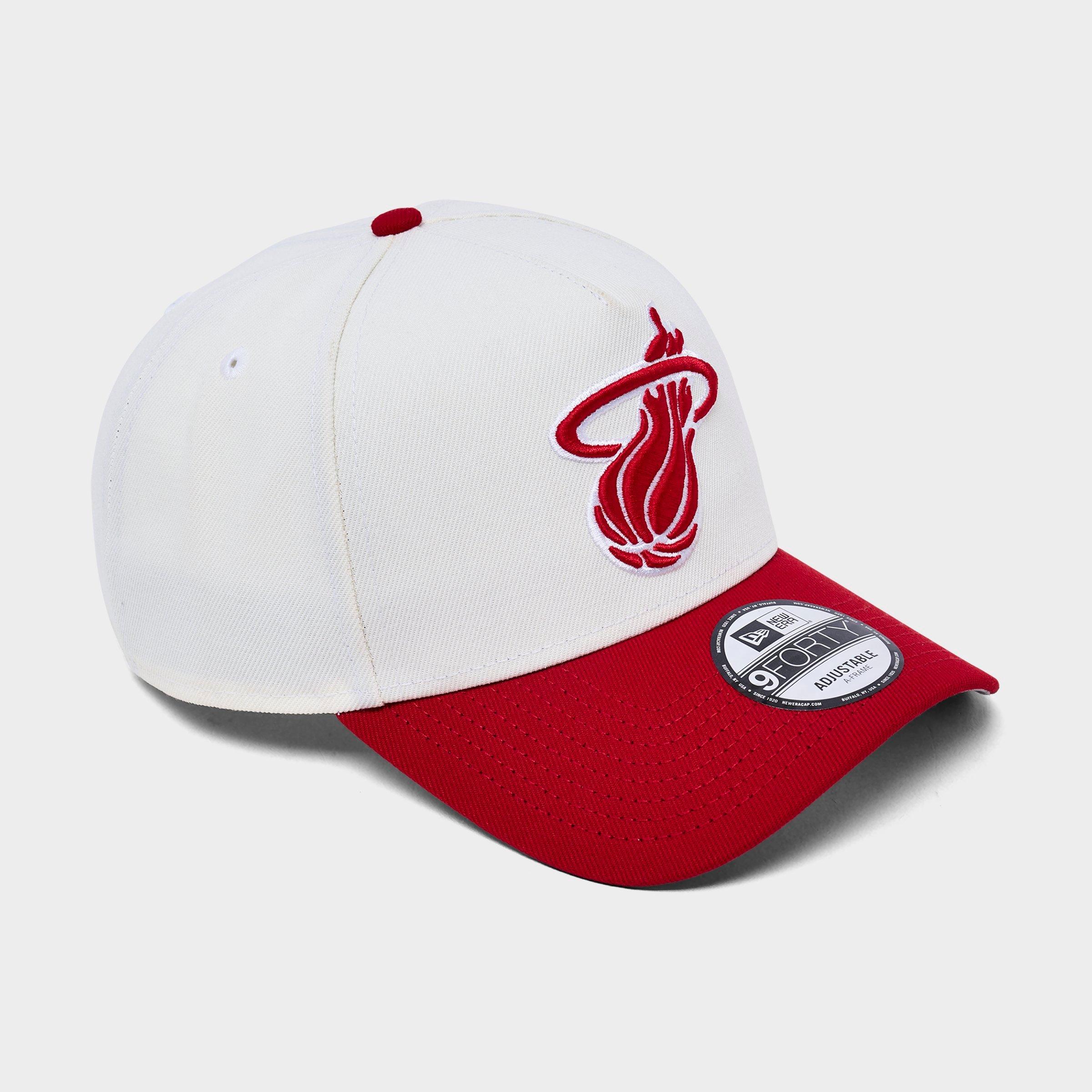 New Era Miami Heat NBA 9FORTY A-Frame Snapback Hat in Chrome/Red