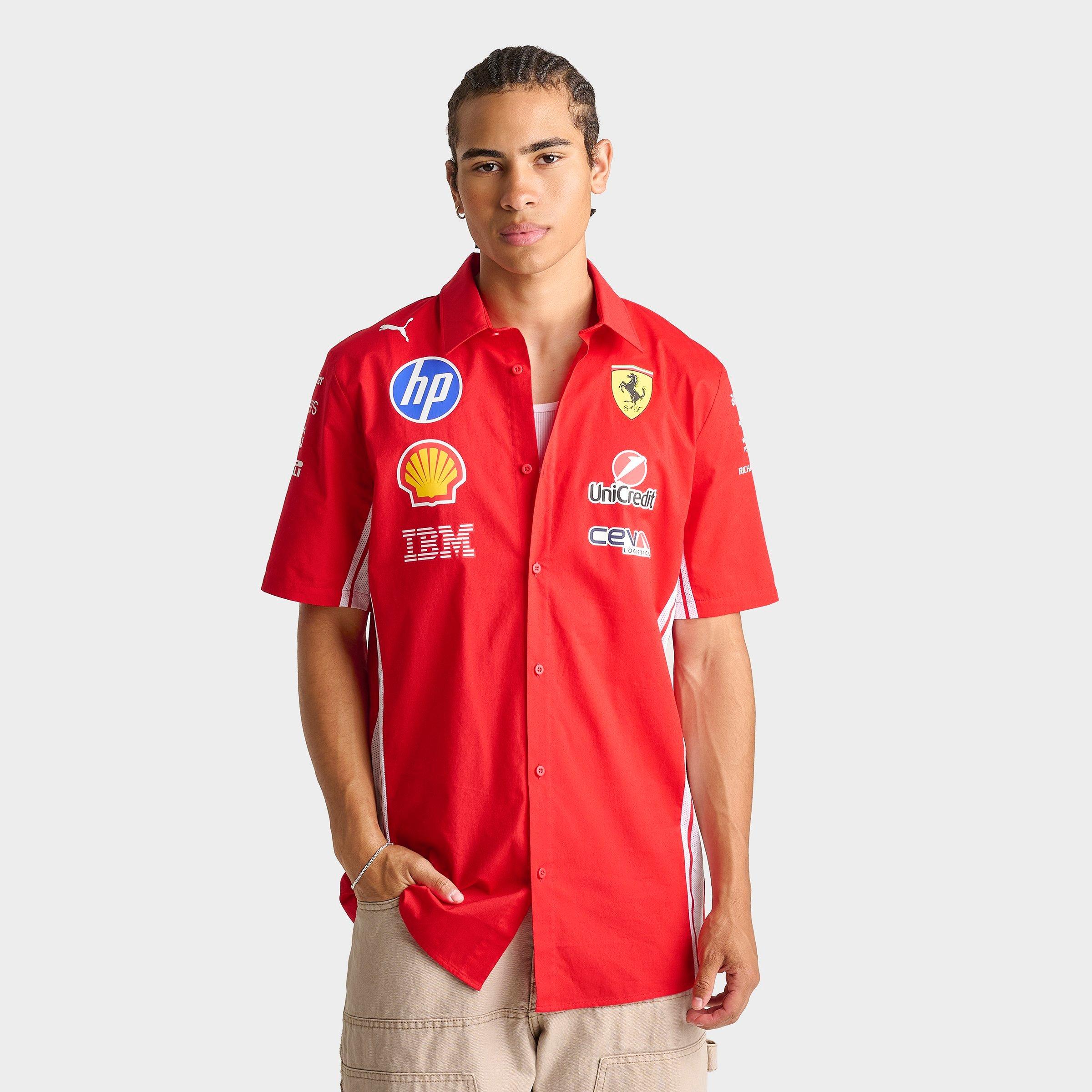 Men's Puma Scuderia Ferrari HP Replica Button-Up Shirt in Puma Red Size: 2XL