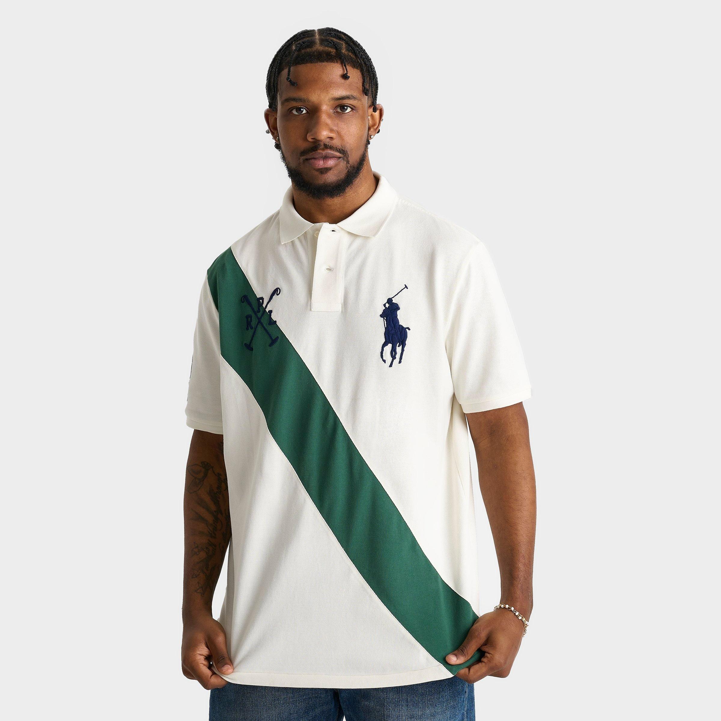 Polo Ralph Lauren Men's Big Stripe Polo Shirt in Nevis/Washed Forest Size: Small