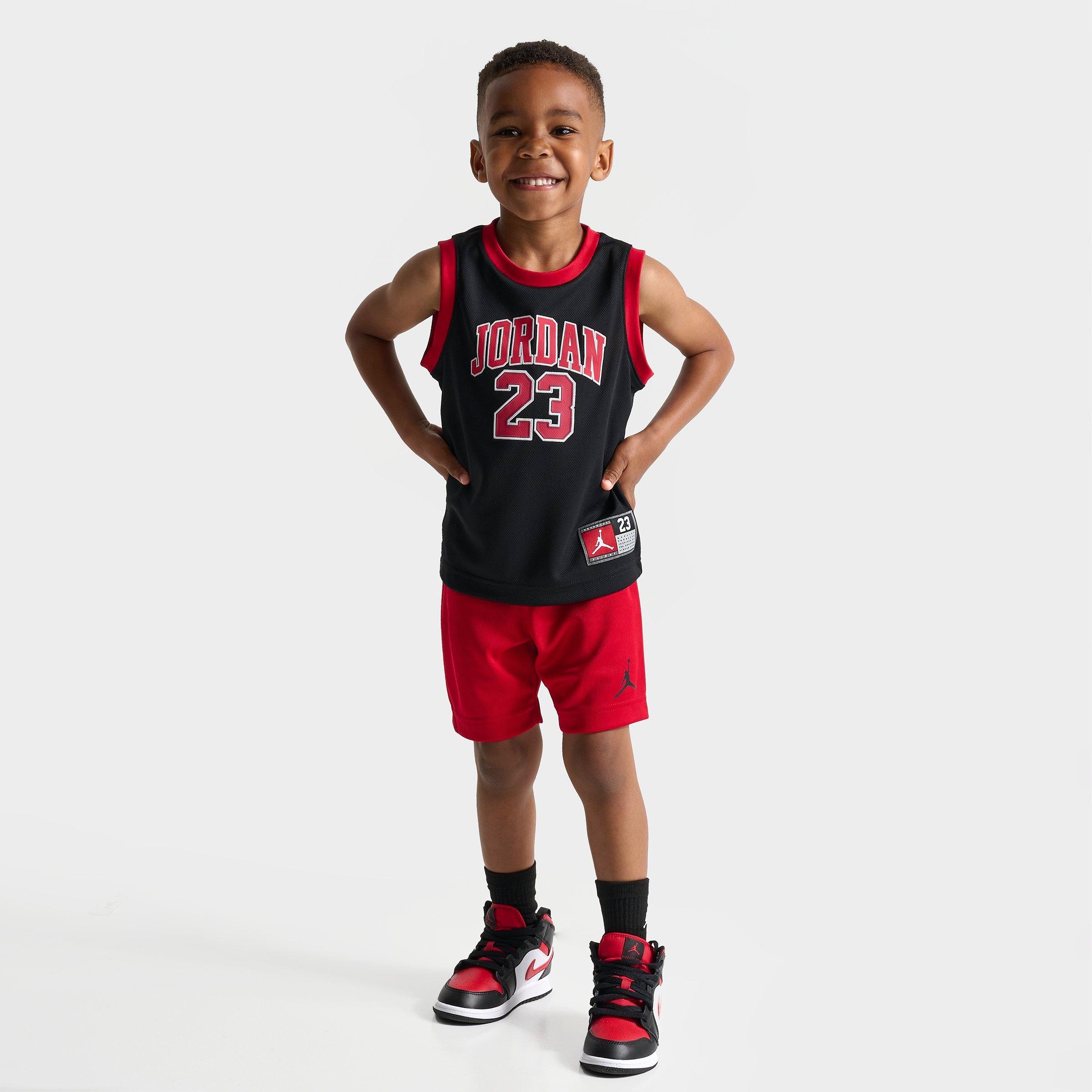 Shop Nike Jordan Kids' Toddler 23 2-piece Jersey Set In Black/red