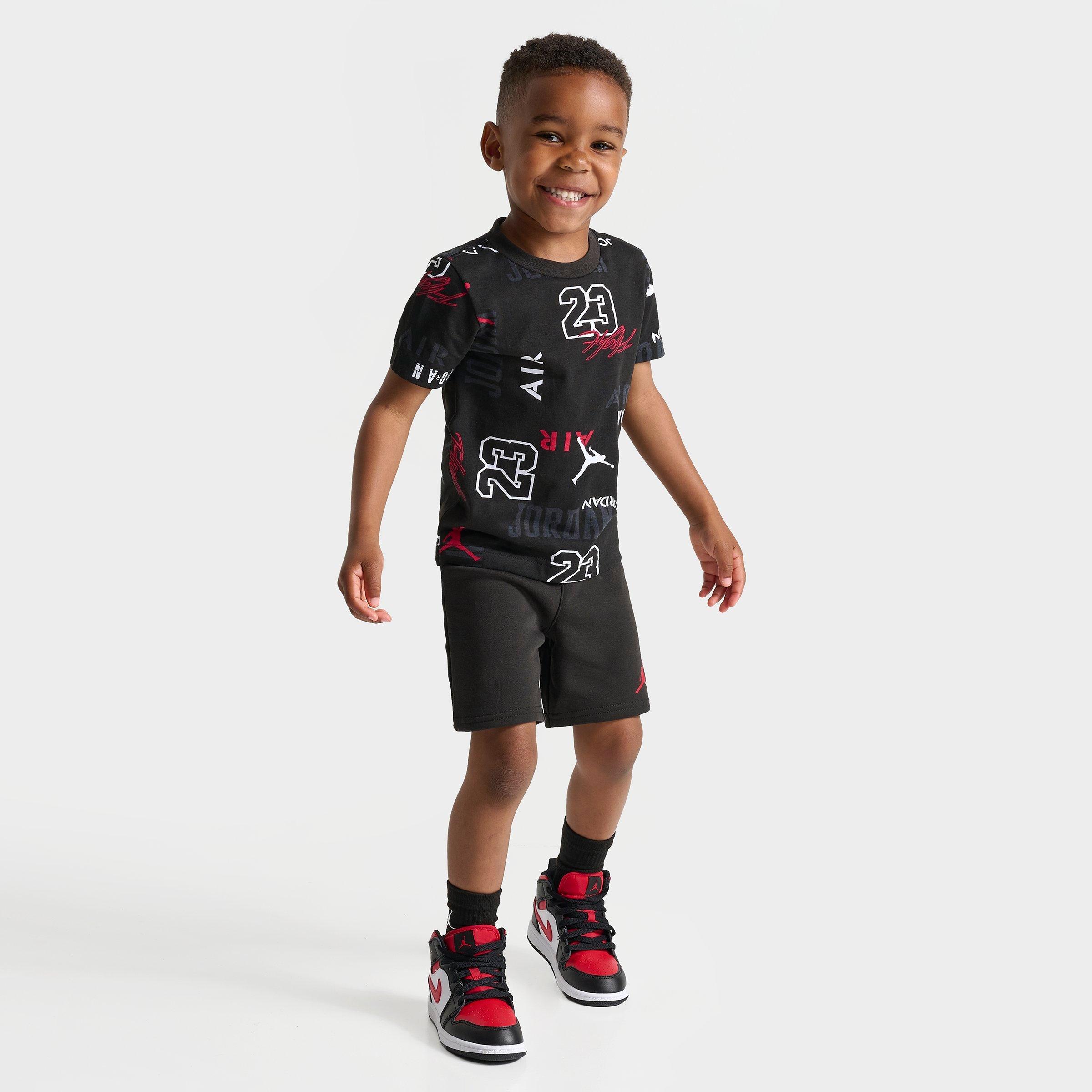Shop Nike Jordan Kids' Toddler Allover Print T-shirt And Shorts Set In Black