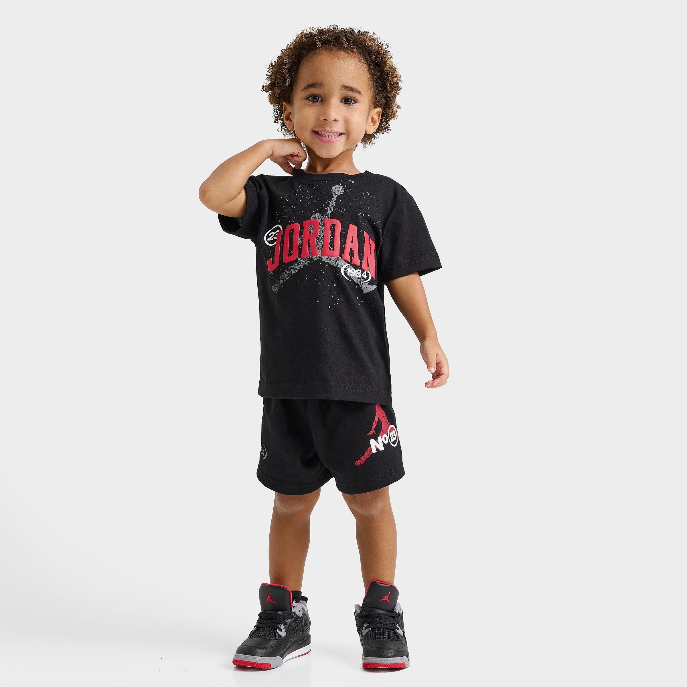 Jordan Boys' Toddler Jumpman 1984 French Terry Short Set in Black/Black Size 2 T