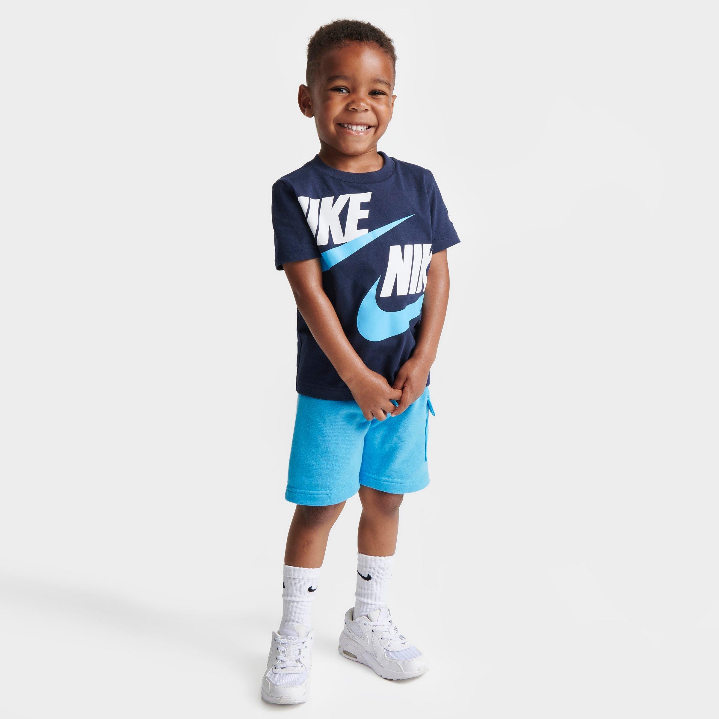 Nike Babies' Boys' Toddler Hbr T-shirt And Terry Cargo Shorts Set In Navy/aqua ModeSens