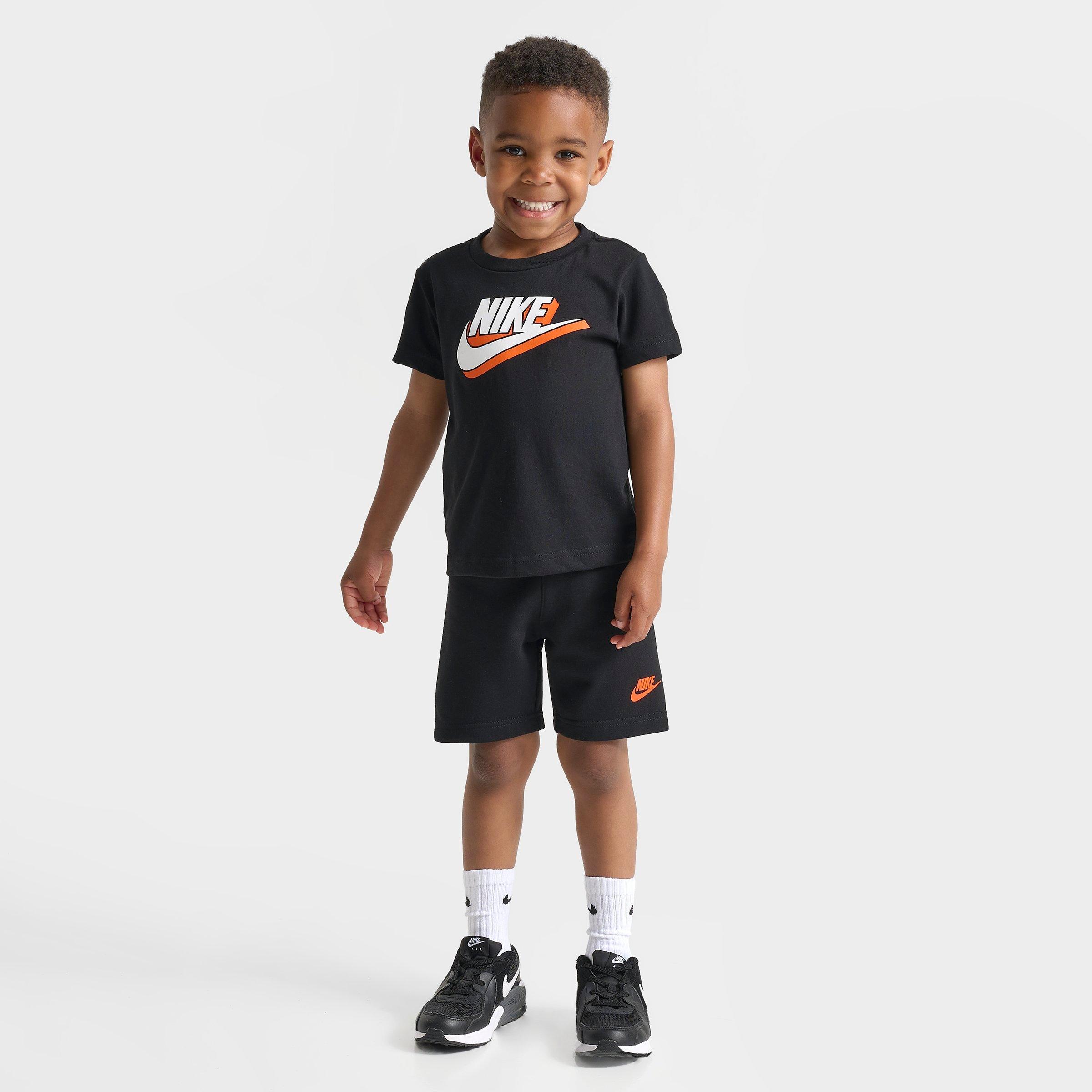 Shop Nike Kids' Toddler Shadow Futura T-shirt And Shorts Set In Black/safety Orange