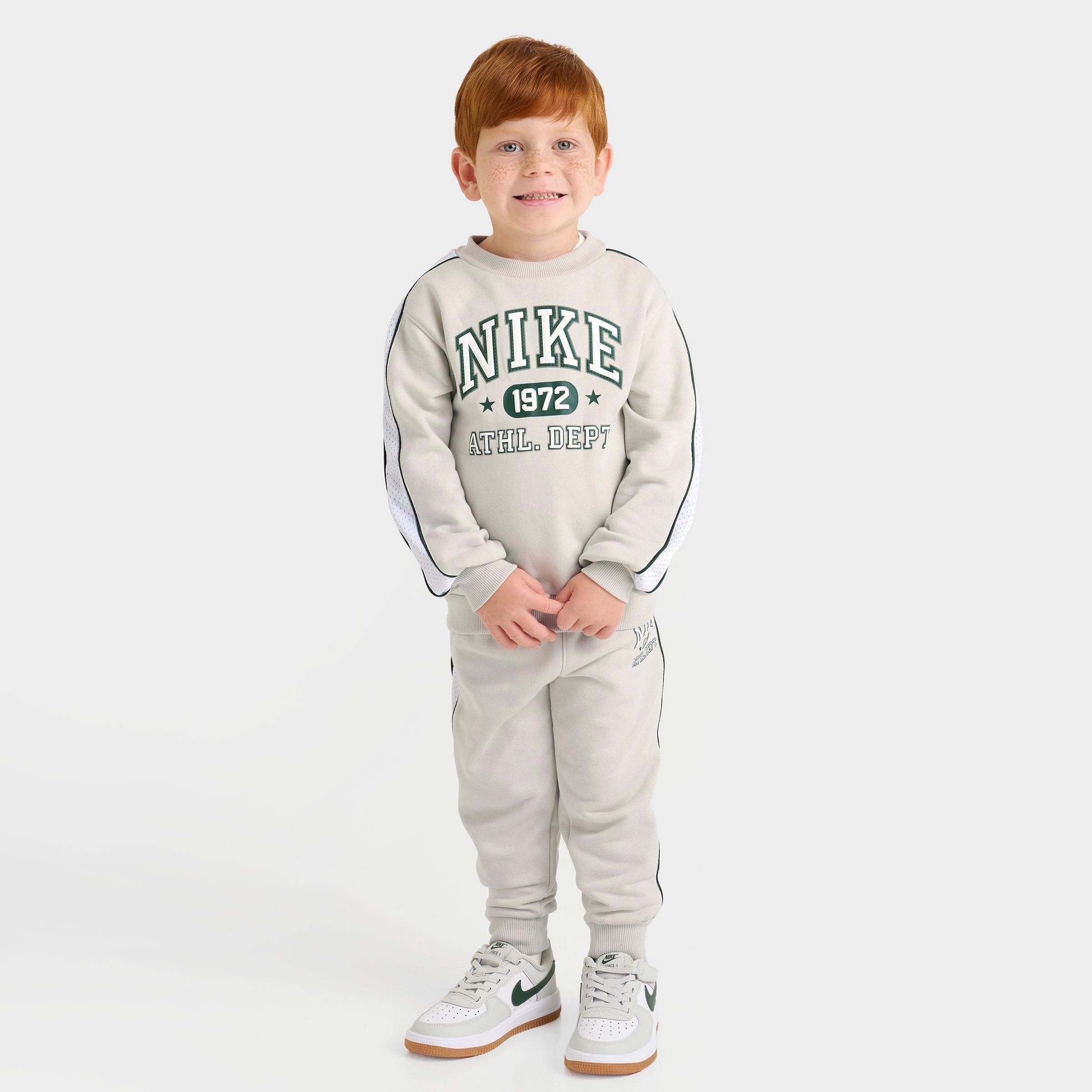 Nike Kids Toddler Athletic Dept. 1972 PE Crewneck Sweatshirt and Jogger Pants Set in Light Bone Size: 2T