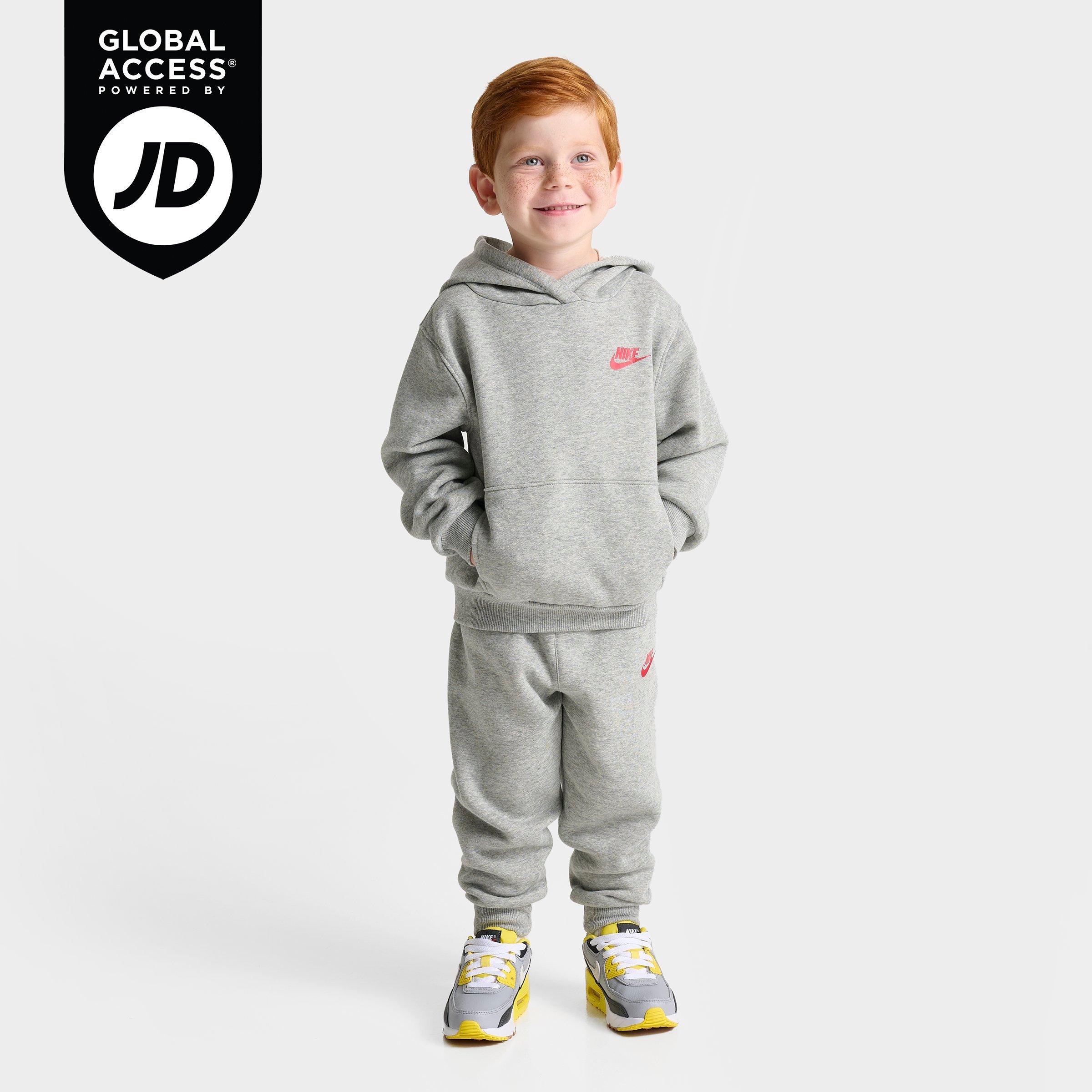 Nike Kids Toddler Sportswear Graphic Hoodie and Joggers Set in Dark Grey Heather Size: 2T
