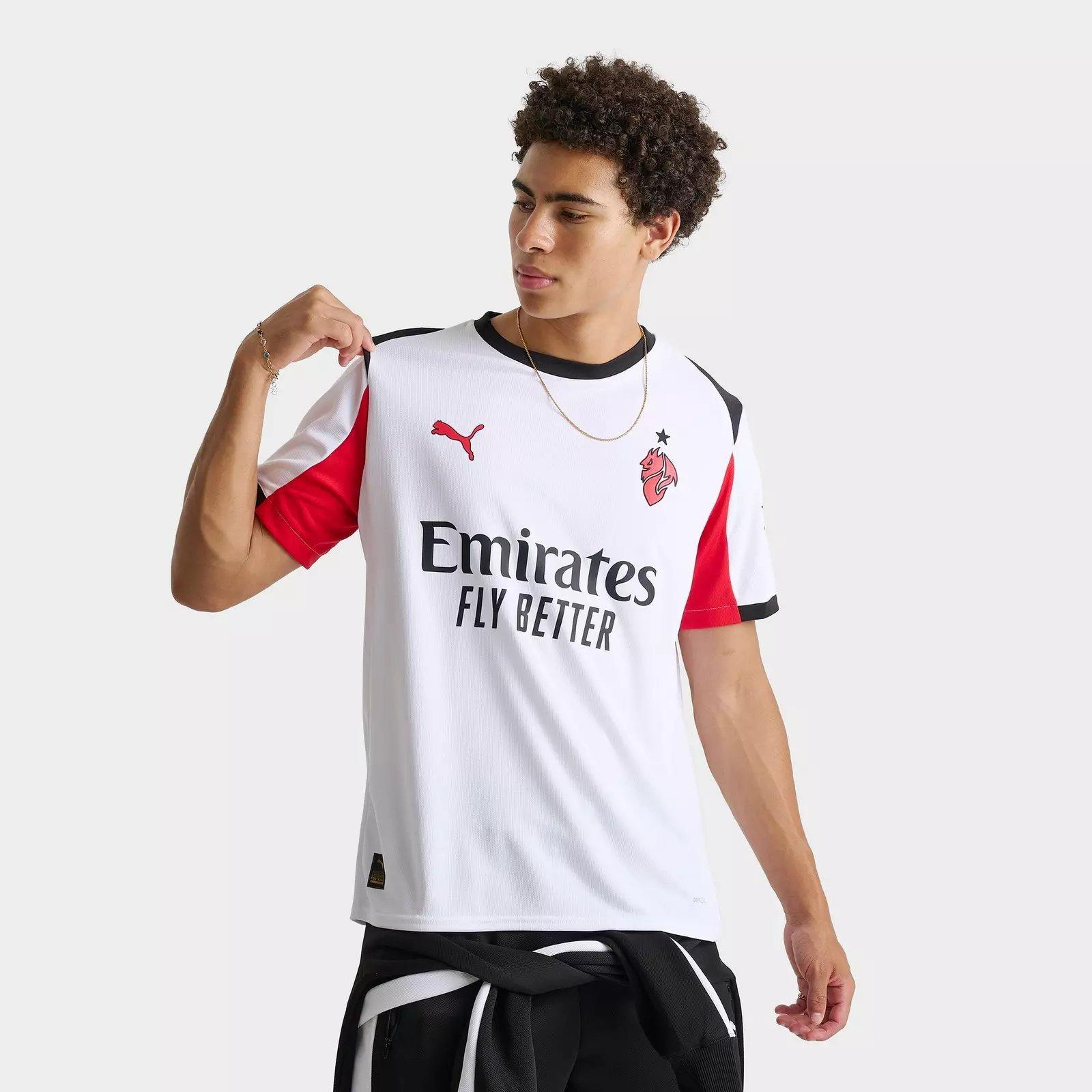 Men's Puma AC Milan 24-25 Away Replica Soccer Jersey in Puma White/For All Time Red Size: Small