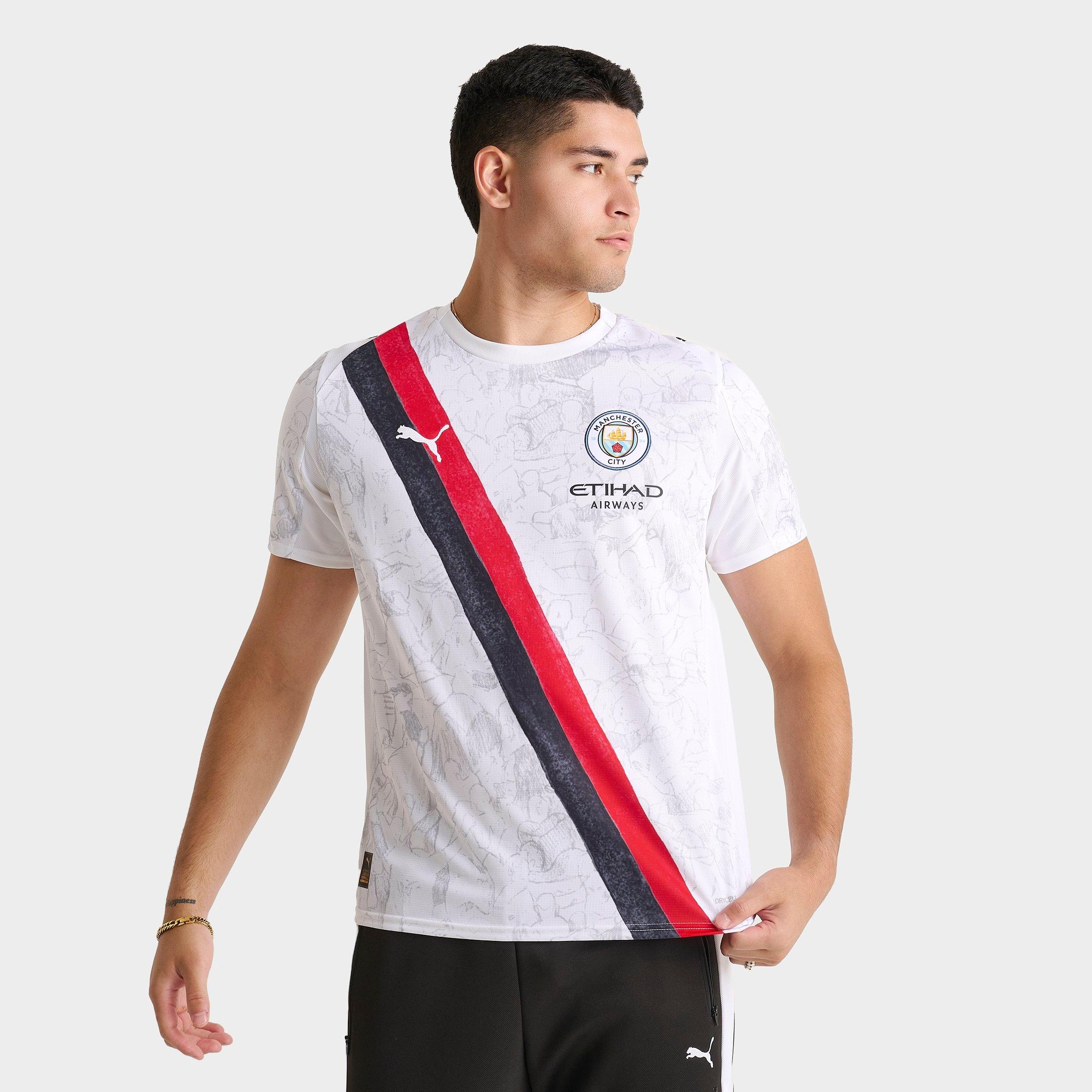 Men's Puma x KidSuper Studios Manchester City Replica Soccer Jersey in Puma White/Navy/Red Size: Small