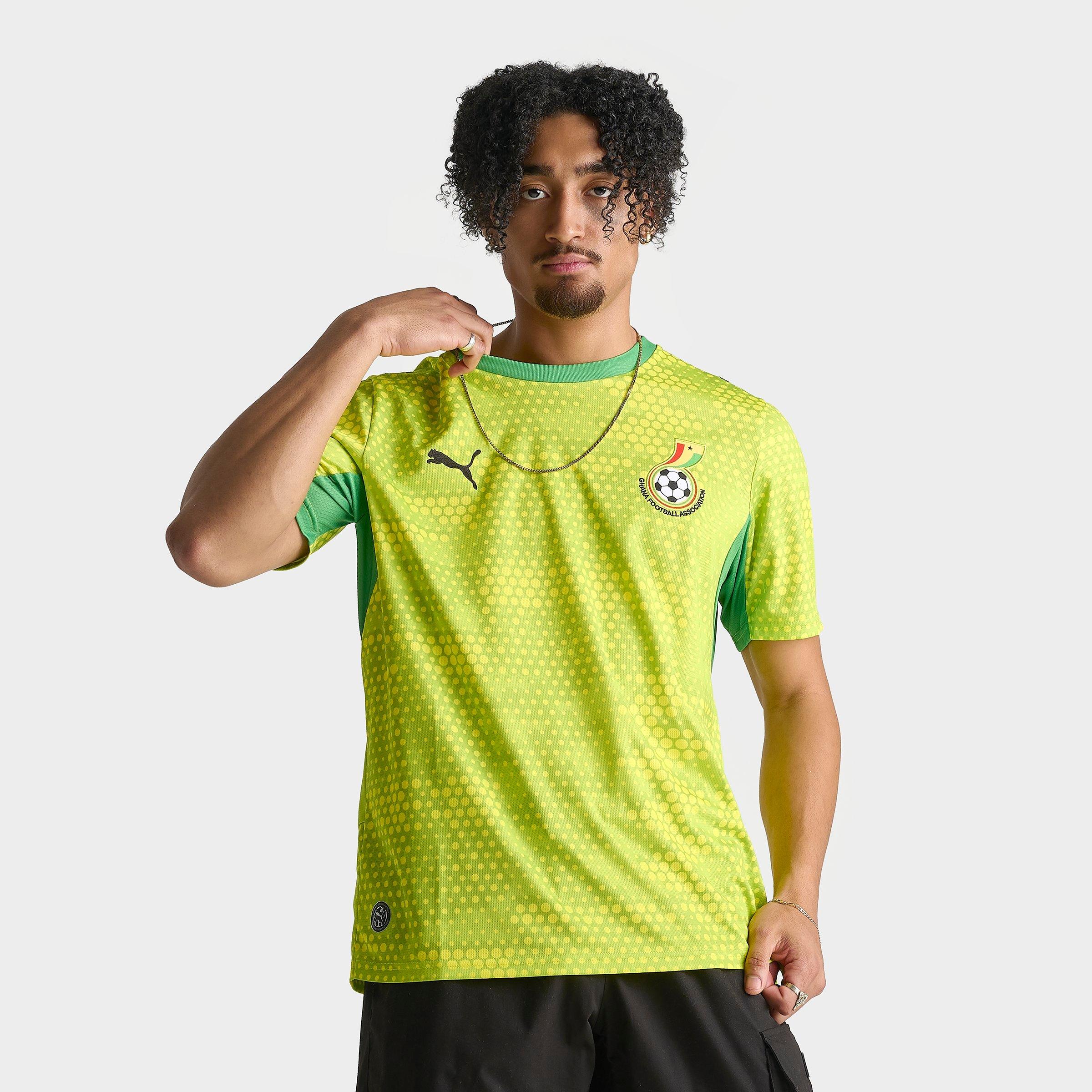 Men's Puma x Salehe Bembury Ghana Short-Sleeve Goalkeeper Soccer Jersey in Lime Smash/Green Fruit Size: 2XL