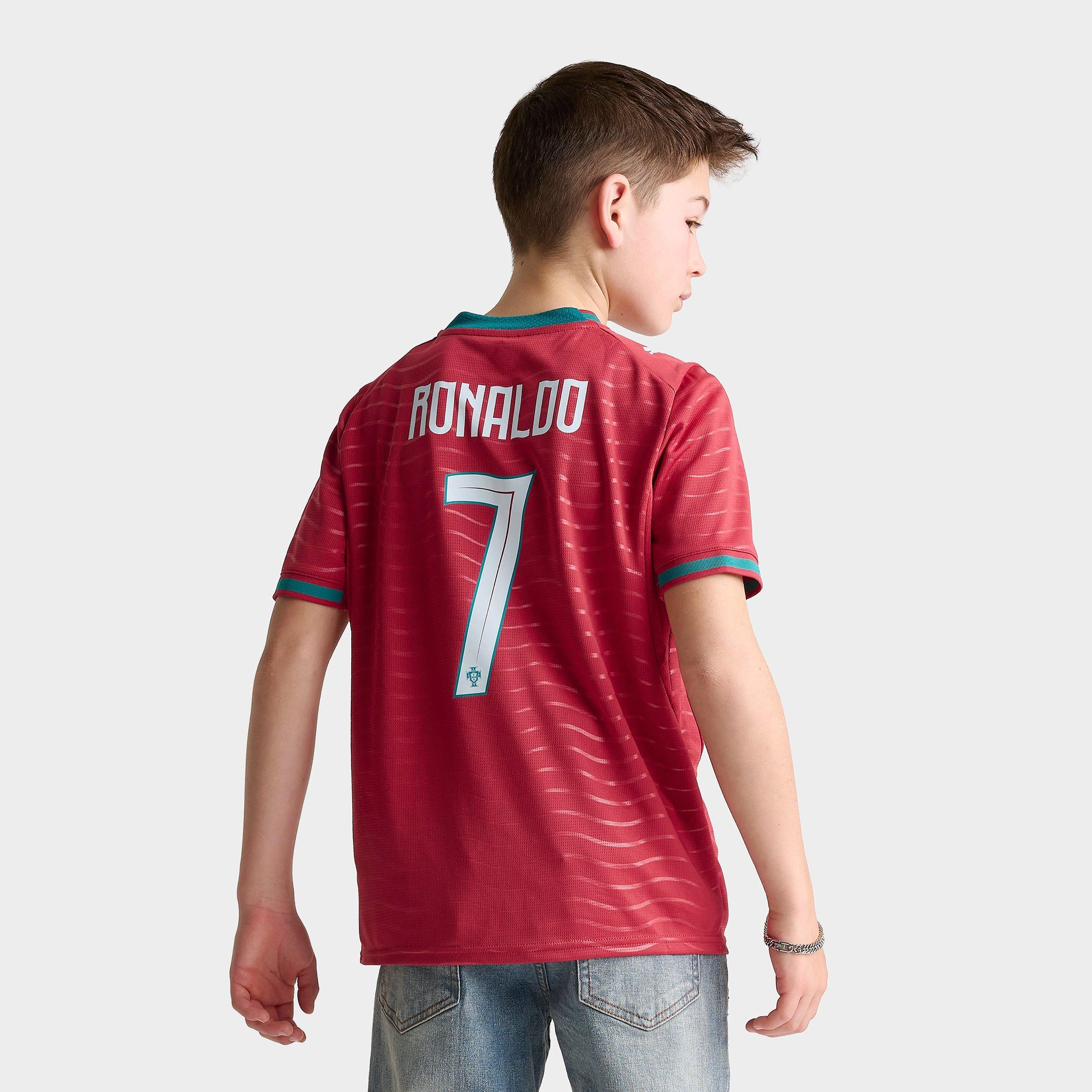 Big Kids Puma Portugal Home 2026 Ronaldo Soccer Jersey in Club Red/Green Lagoon Size: Small