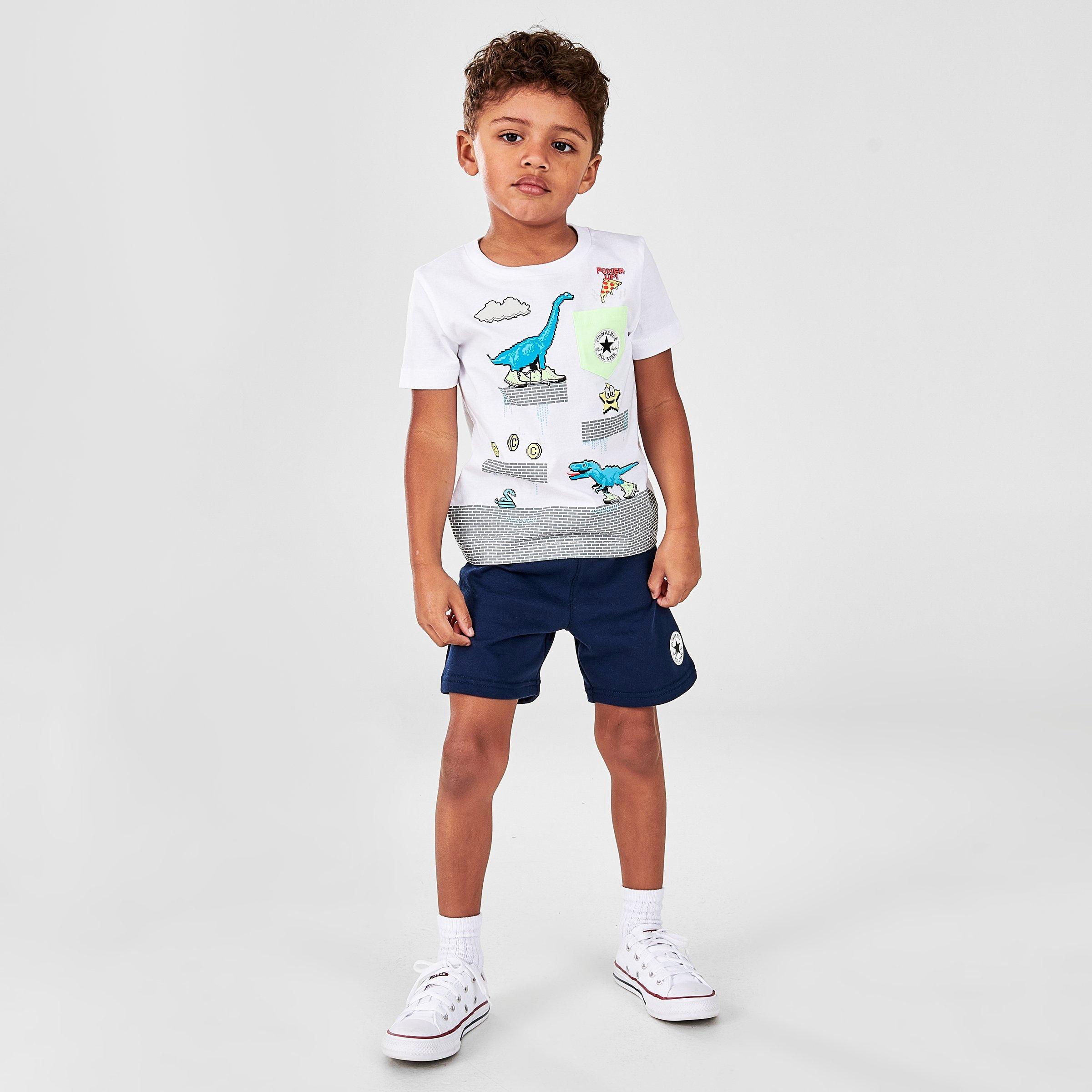 Converse Babies' Boys' Dinosaur T-shirt And Shorts In White/navy |