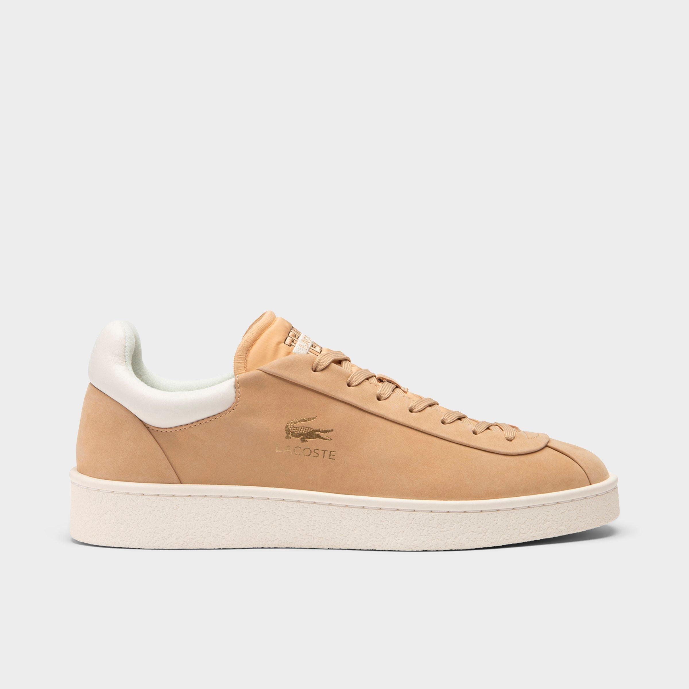Lacoste Men's Baseshot Premium Leather Casual Shoes in Light/Pastel Brown Size: 7.0