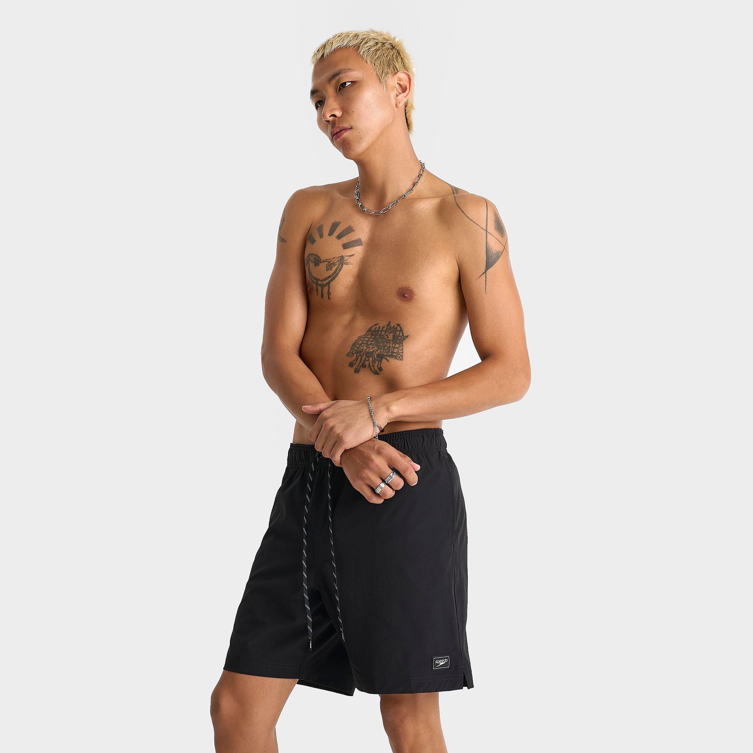 Speedo Men's Redondo Edge Solid Volley Swim Shorts in Black Size: Small
