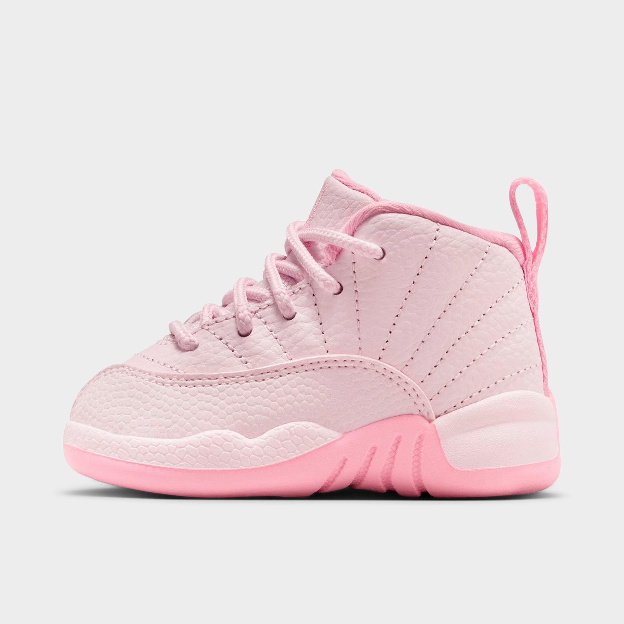 Jordan Girls' Toddler Air Retro 12 Basketball Shoes in Pearl Pink/Medium Soft Pink Size: 4.0