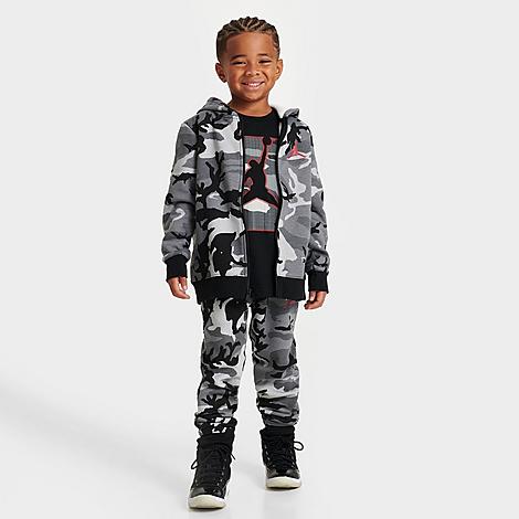 Nike Jordan Little Kids' Essential Camo 3-piece Set In Black/anthracite/gym Red