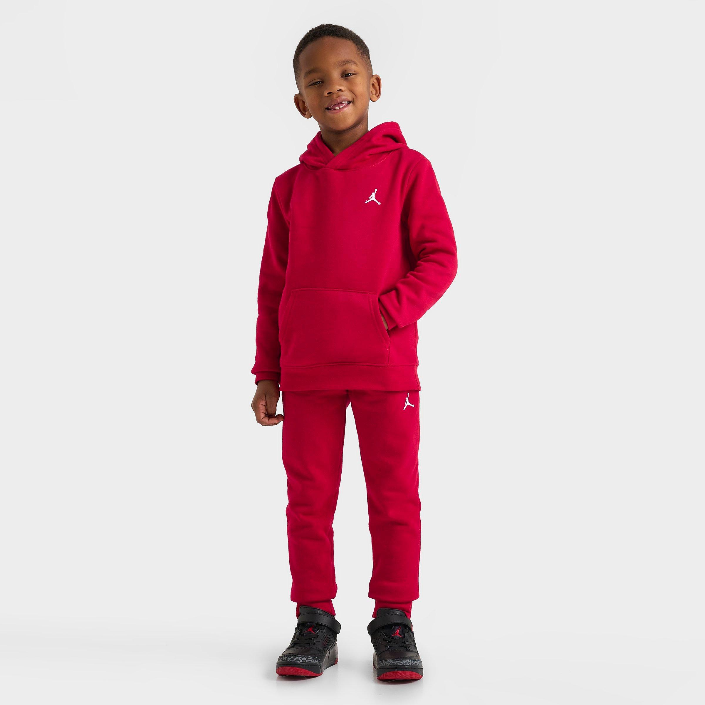 Jordan Little Kids Essentials Hoodie and Jogger Pants Set in Red Size: 4.0